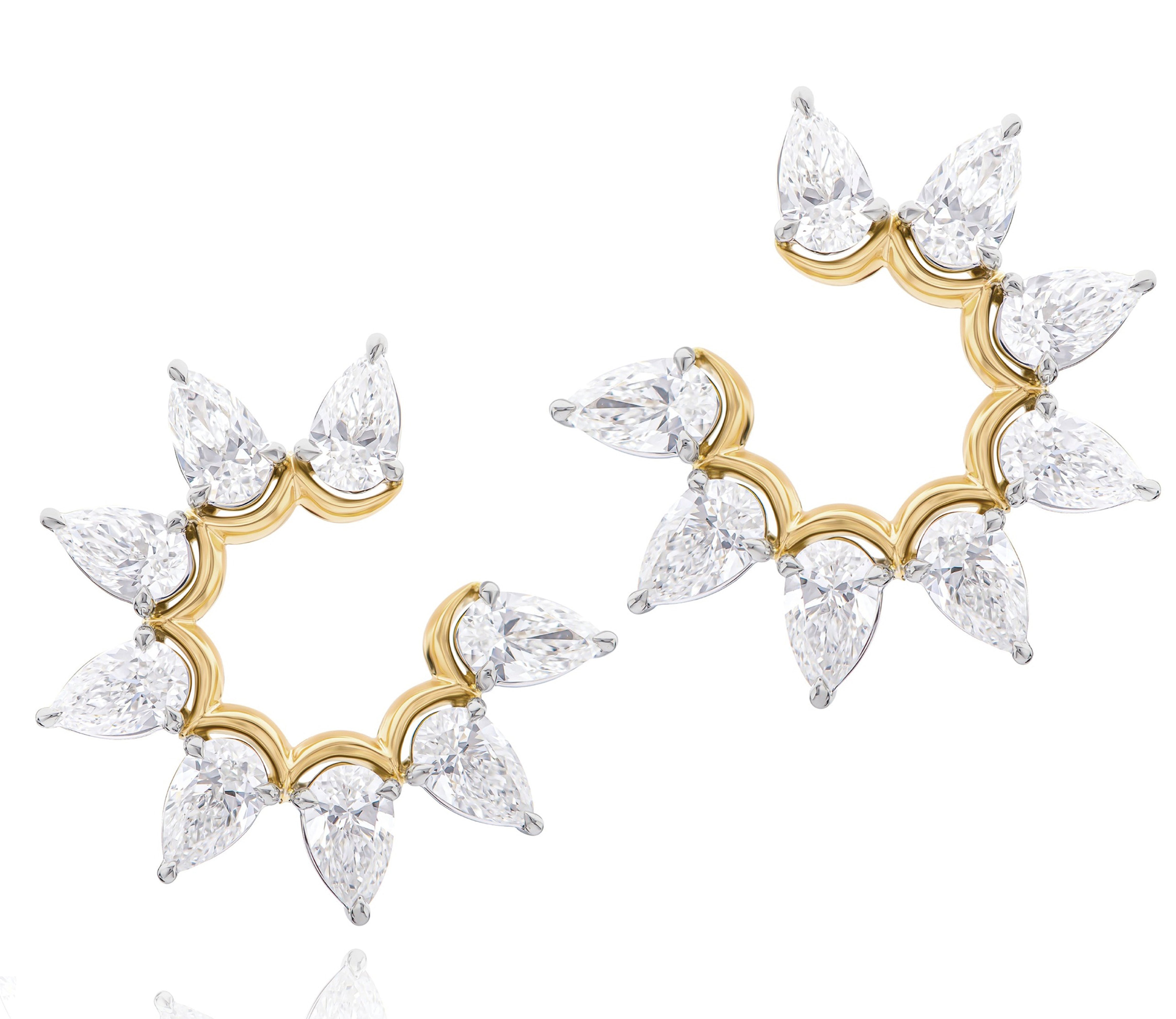 XL Pear Diamond Fan Earrings