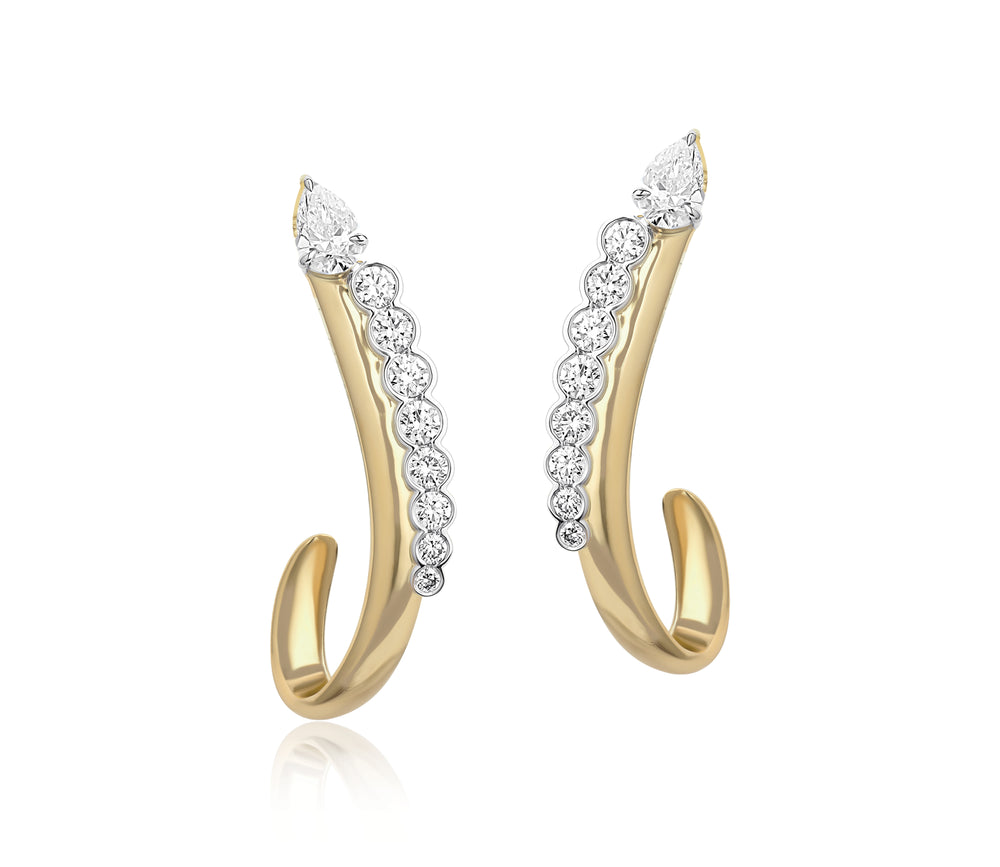 
                
                    Load image into Gallery viewer, Pear and Round Diamond Hoop Earrings
                
            