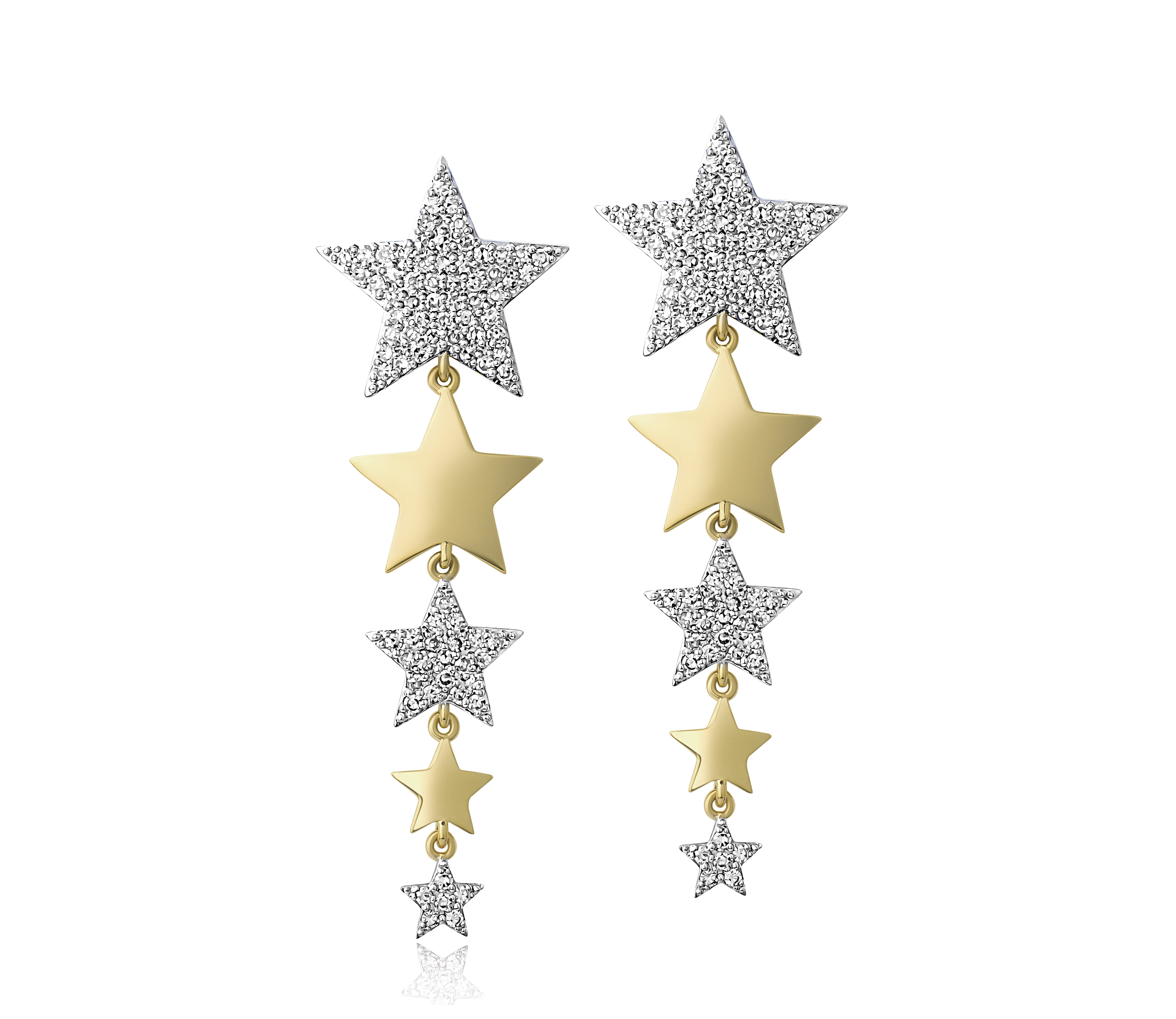 Alternating Star Drop Earrings