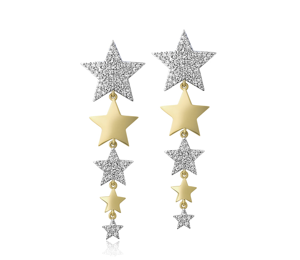 Alternating Star Drop Earrings