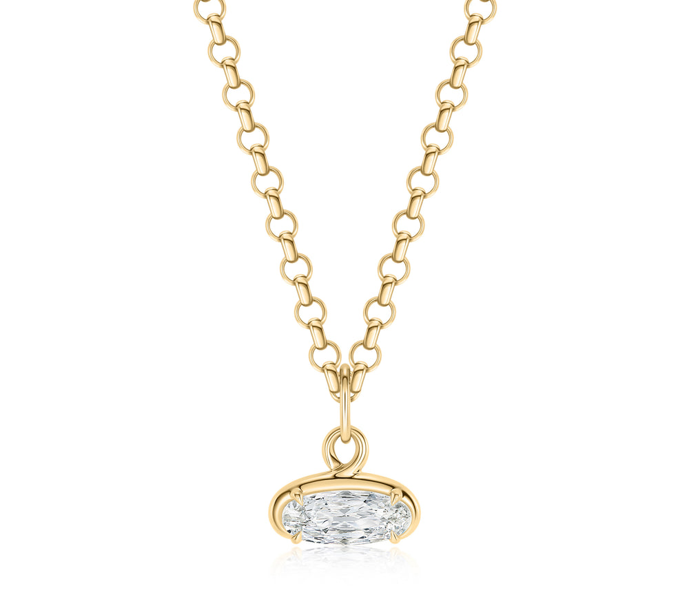 Oval Knife Edge Necklace