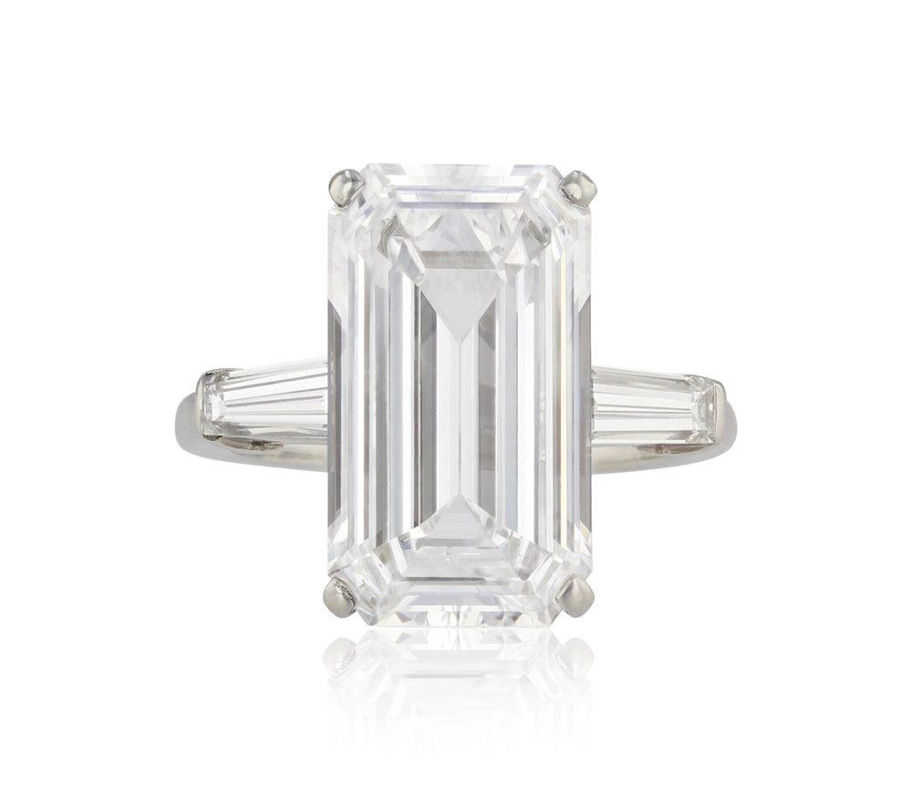
                
                    Load image into Gallery viewer, Emerald Cut &amp;amp; Tapered Baguette Engagement Ring
                
            