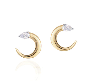 Pear Diamond Crescent Fan Earrings