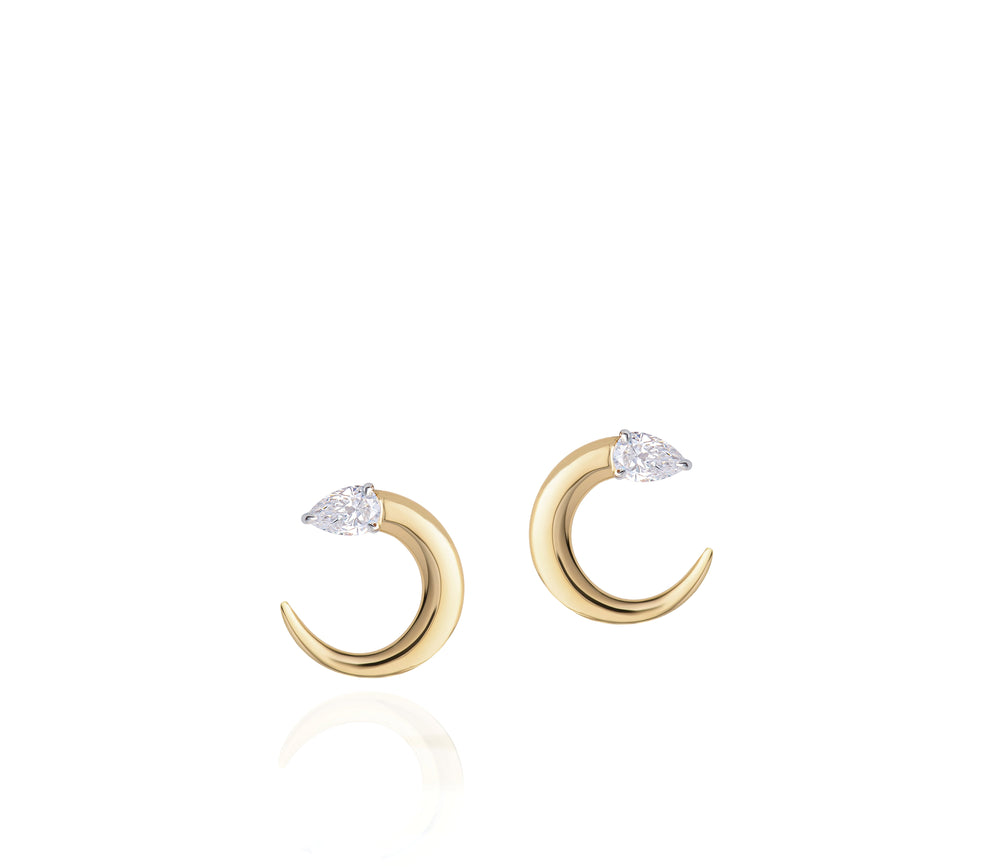 Pear Diamond Crescent Fan Earrings