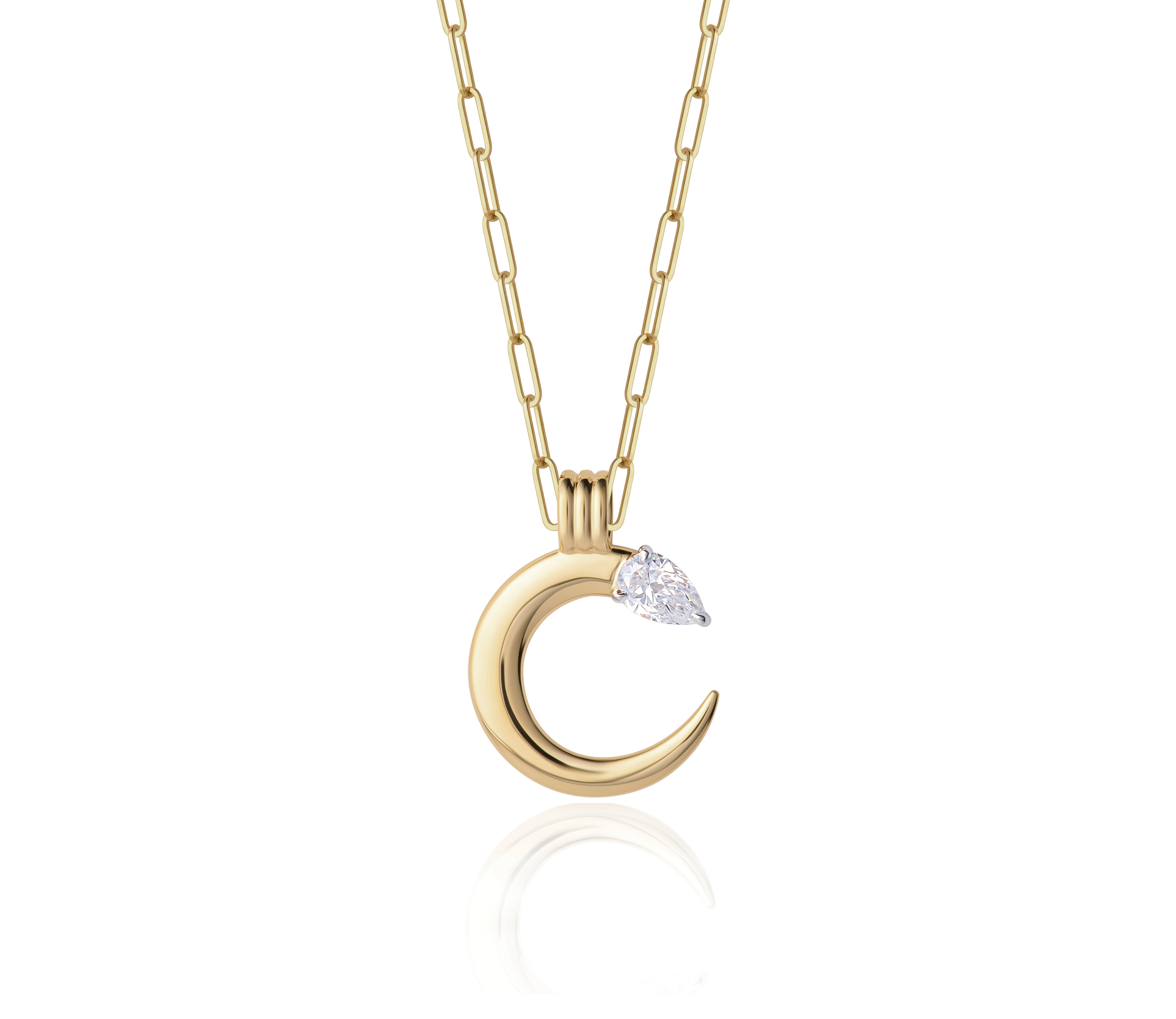 Pear Diamond Crescent Necklace