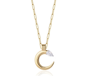 
                
                    Load image into Gallery viewer, Pear Diamond Crescent Necklace
                
            