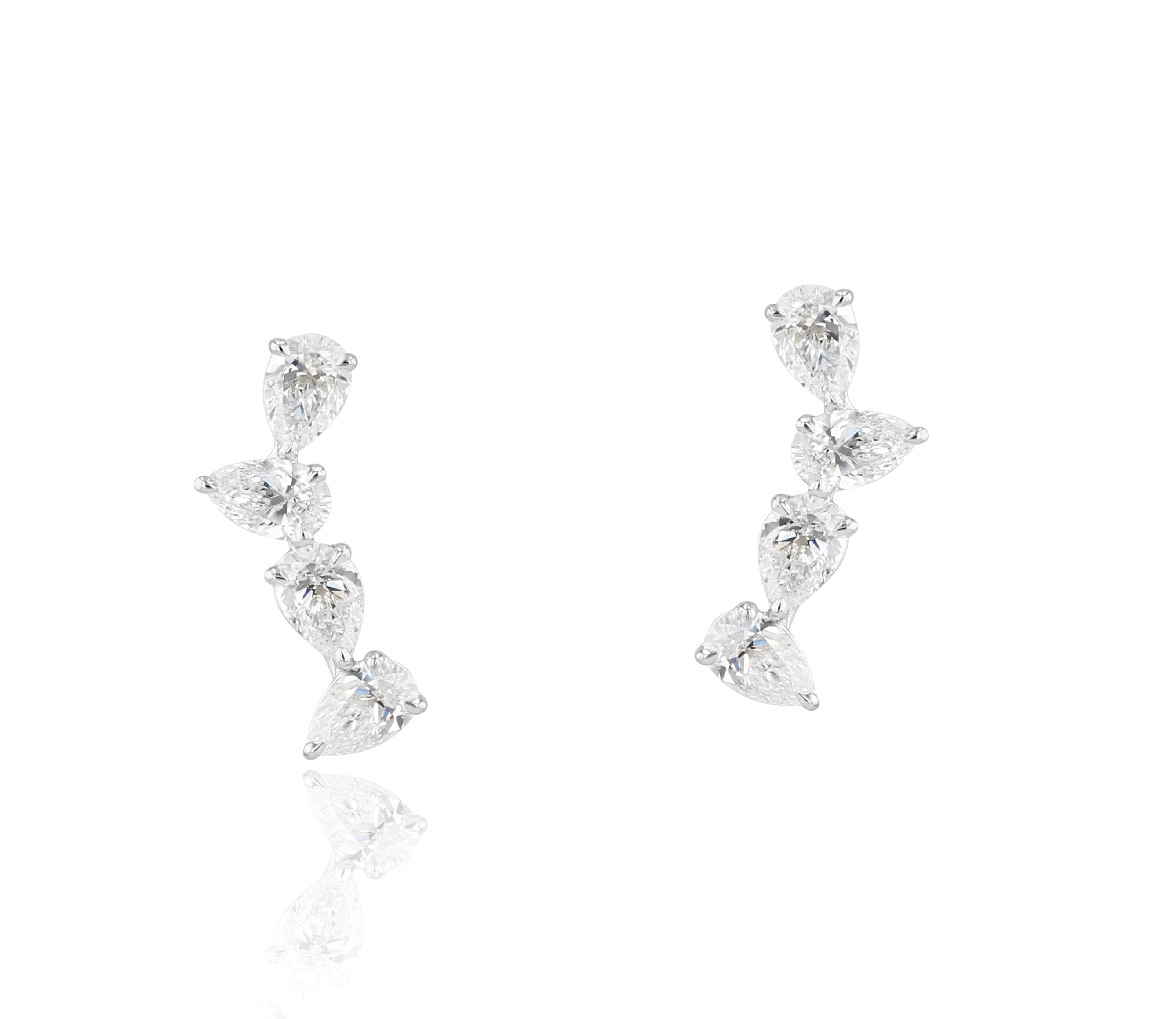 Pear Diamond Ear Climbers