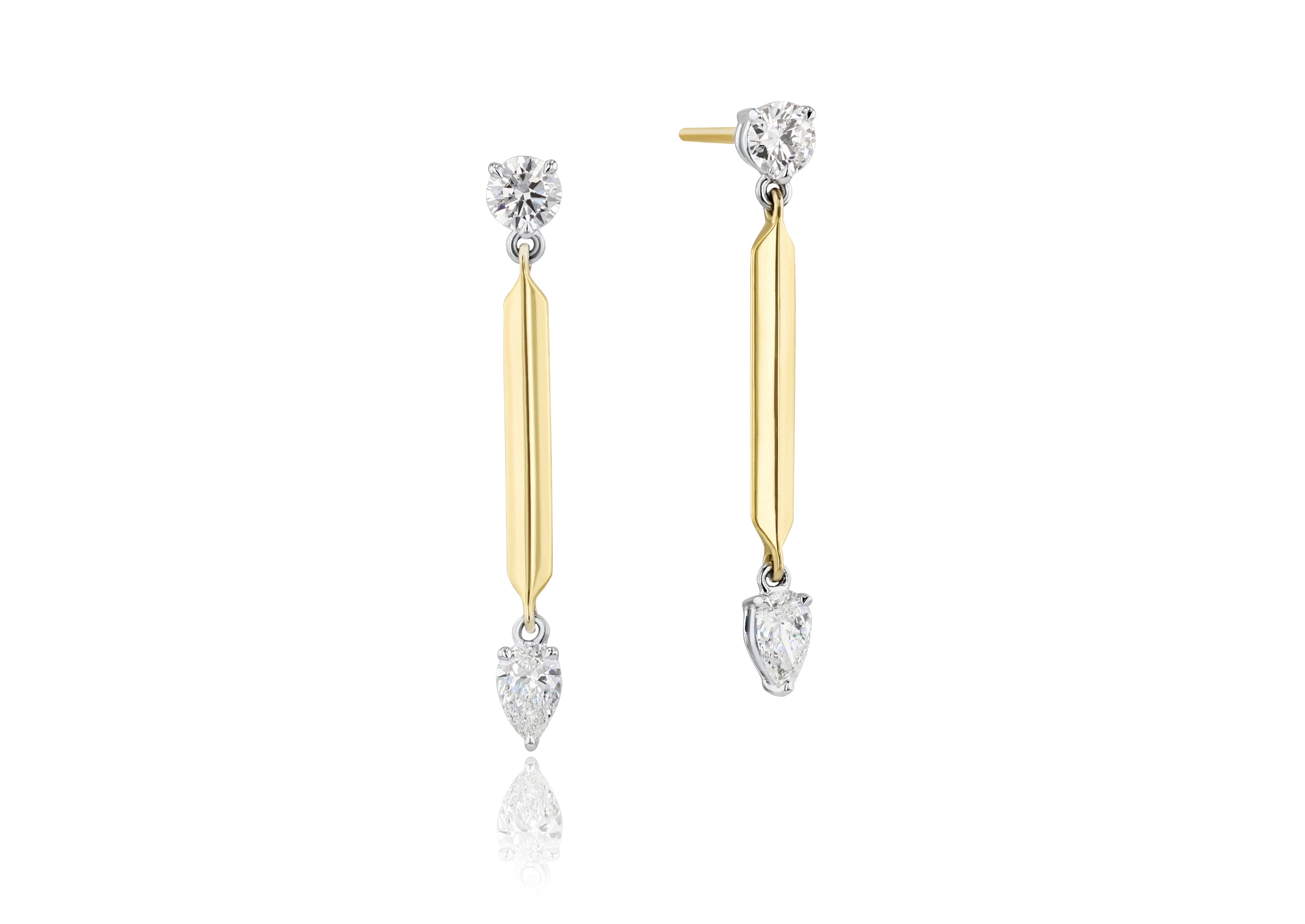 Round & Pear Knife Edge Drop Earring