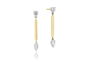 Round & Pear Knife Edge Drop Earring