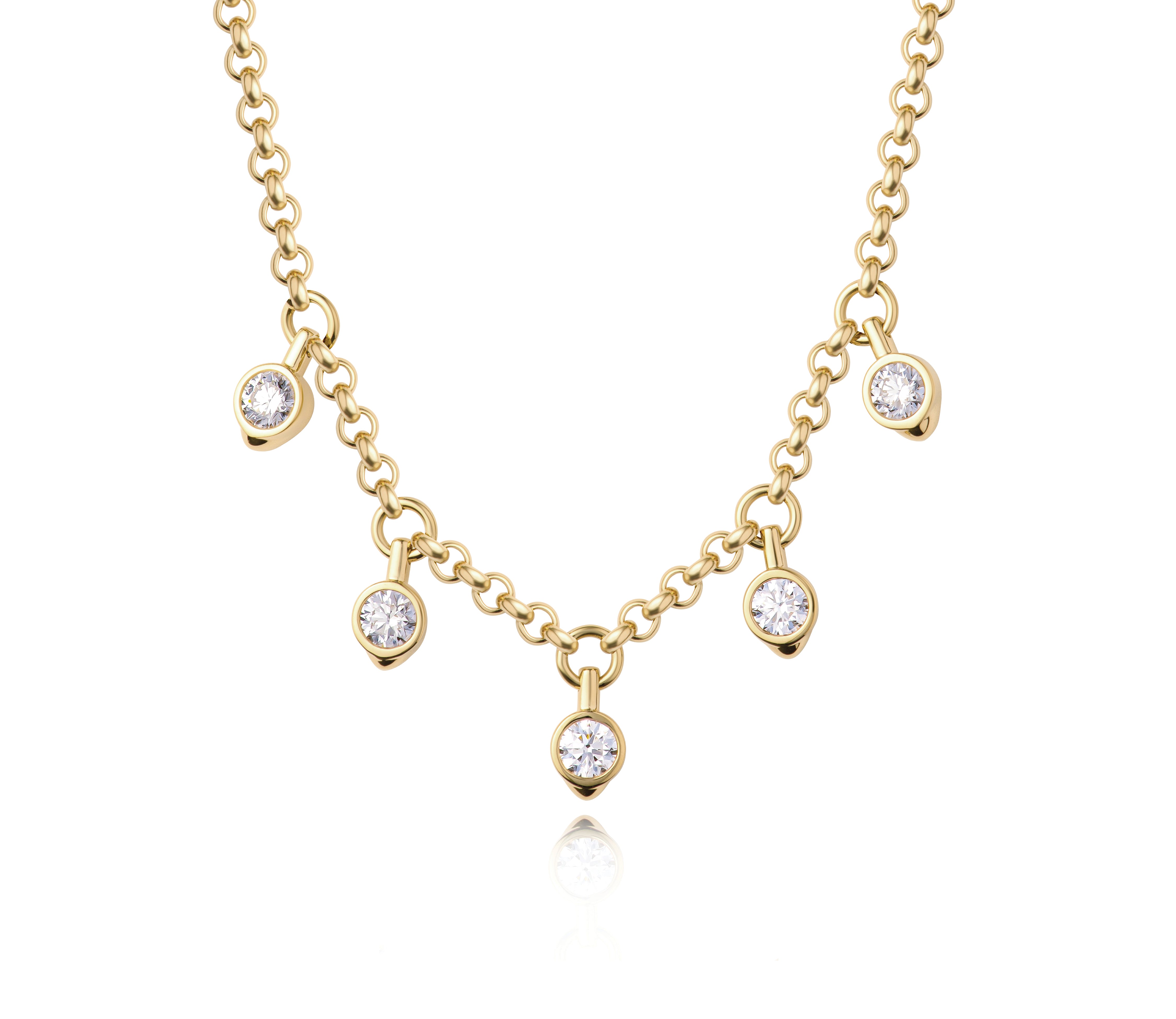 Round Diamond Five Station Necklace