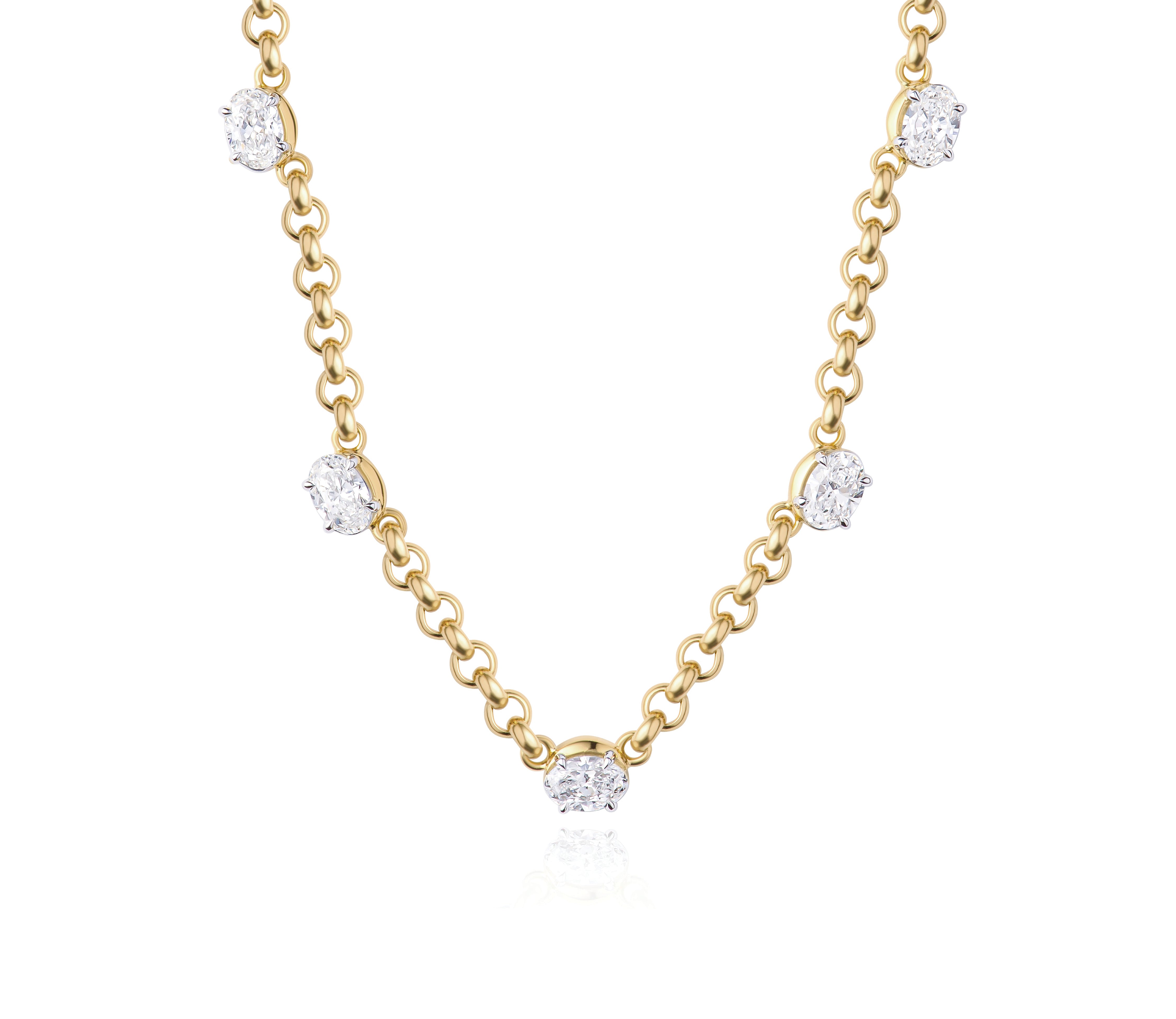 Oval Diamond Cuddle Five Station Necklace