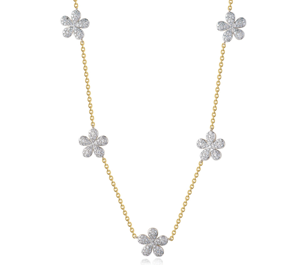 Five Station Forget-Me-Not Petite Necklace
