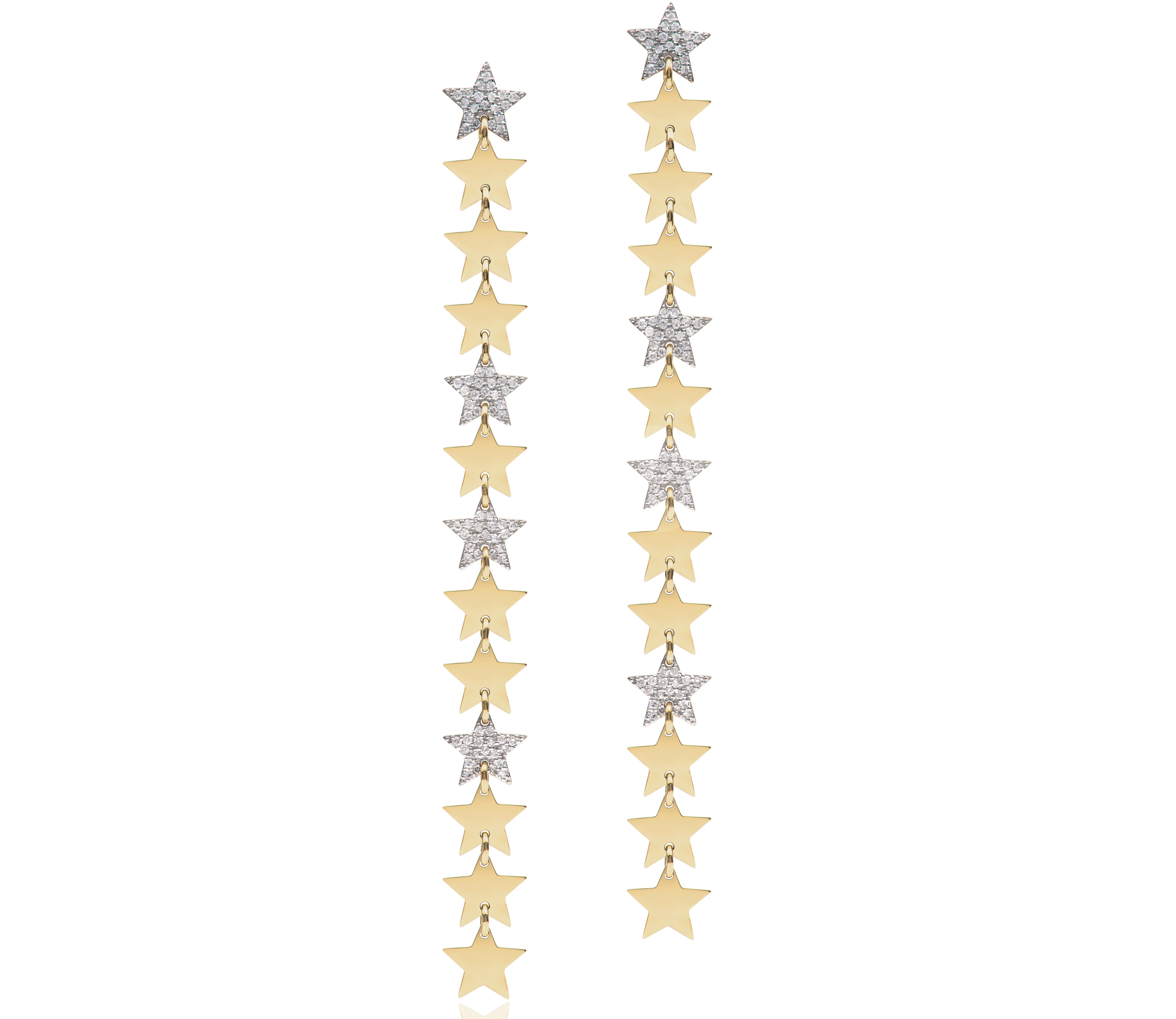 Star Alternating Long Drop Earrings