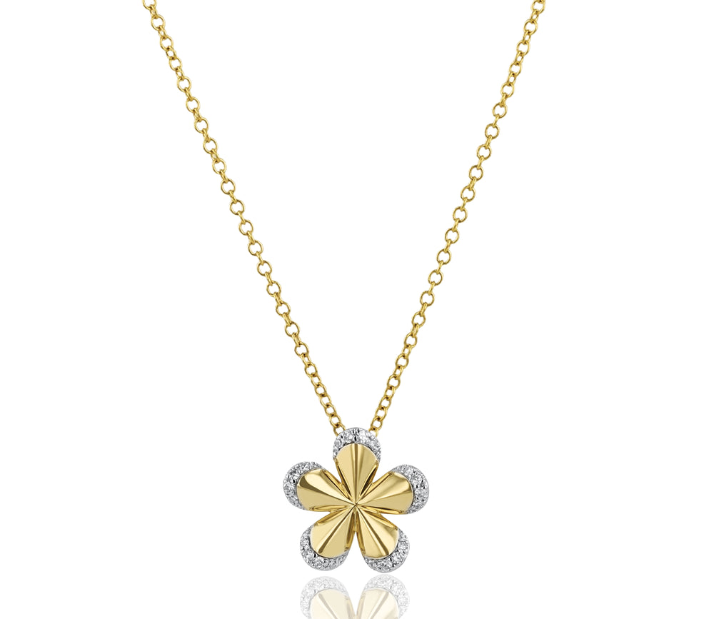 
                
                    Load image into Gallery viewer, Pave Edge Forget-Me-Not Small Necklace
                
            