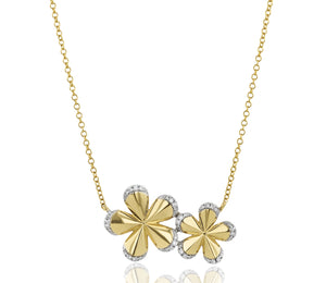 Pave Edge Forget-Me-Not Double Necklace