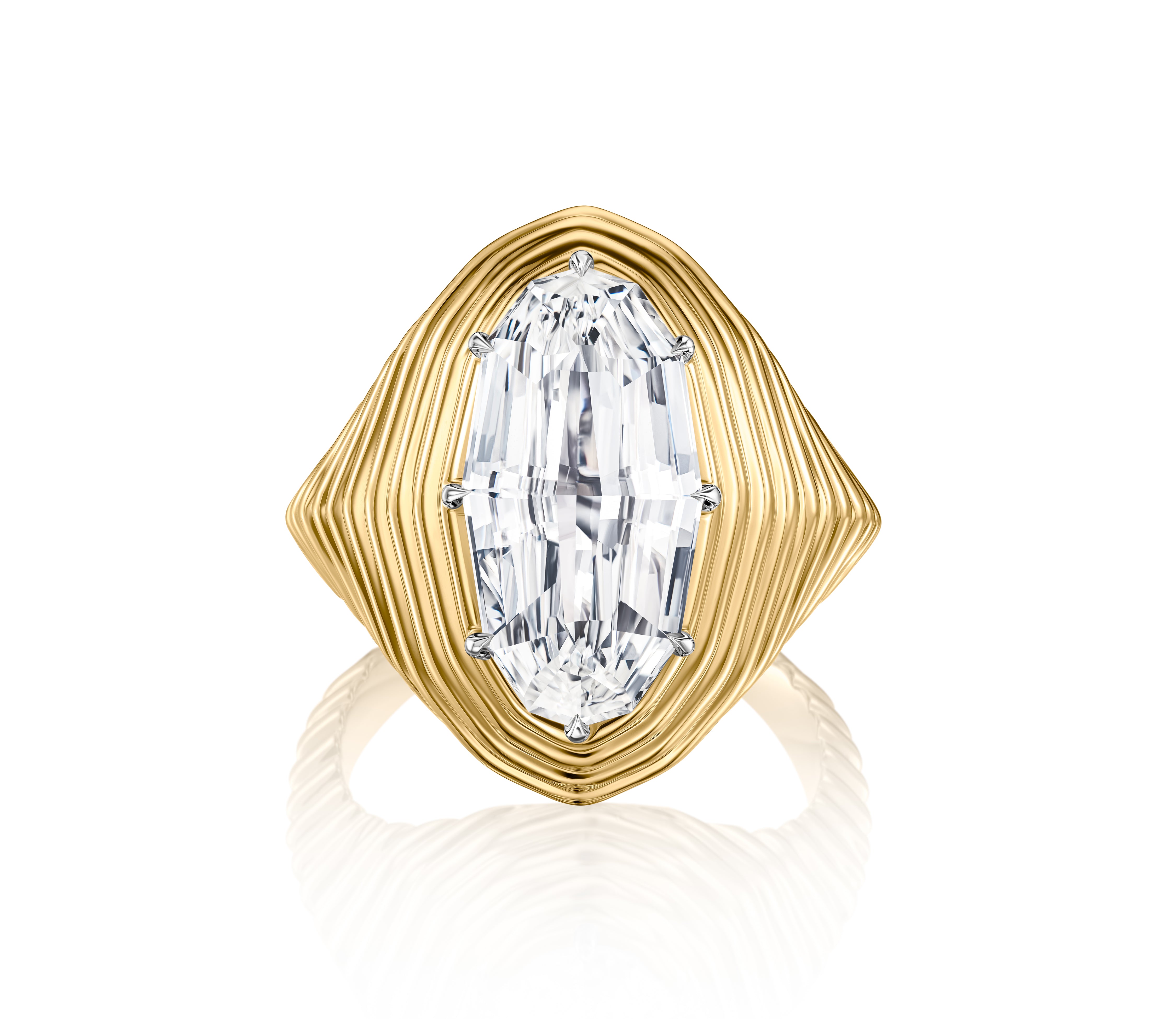 Layered Step Cut Oval Diamond Ring