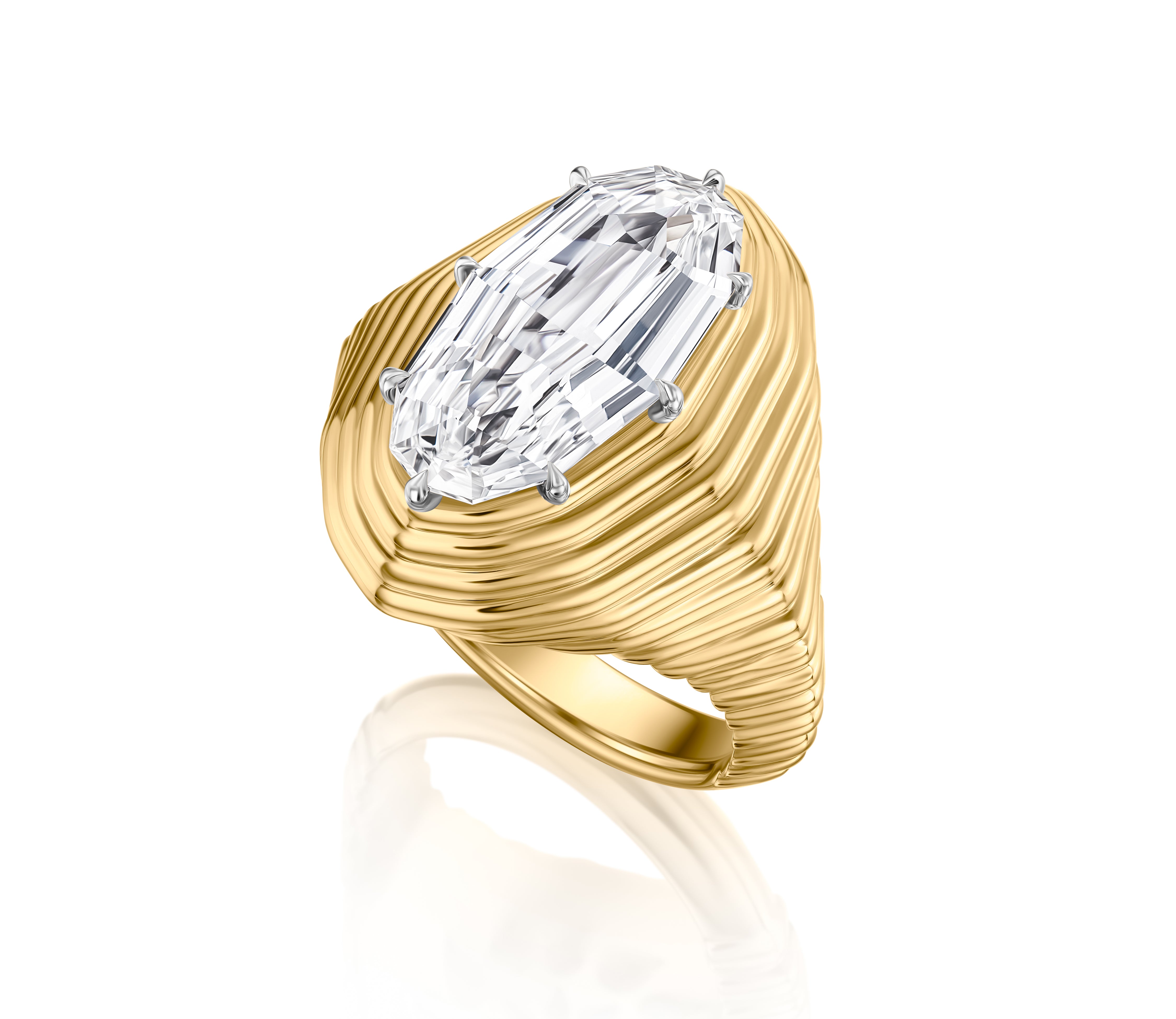 Layered Step Cut Oval Diamond Ring