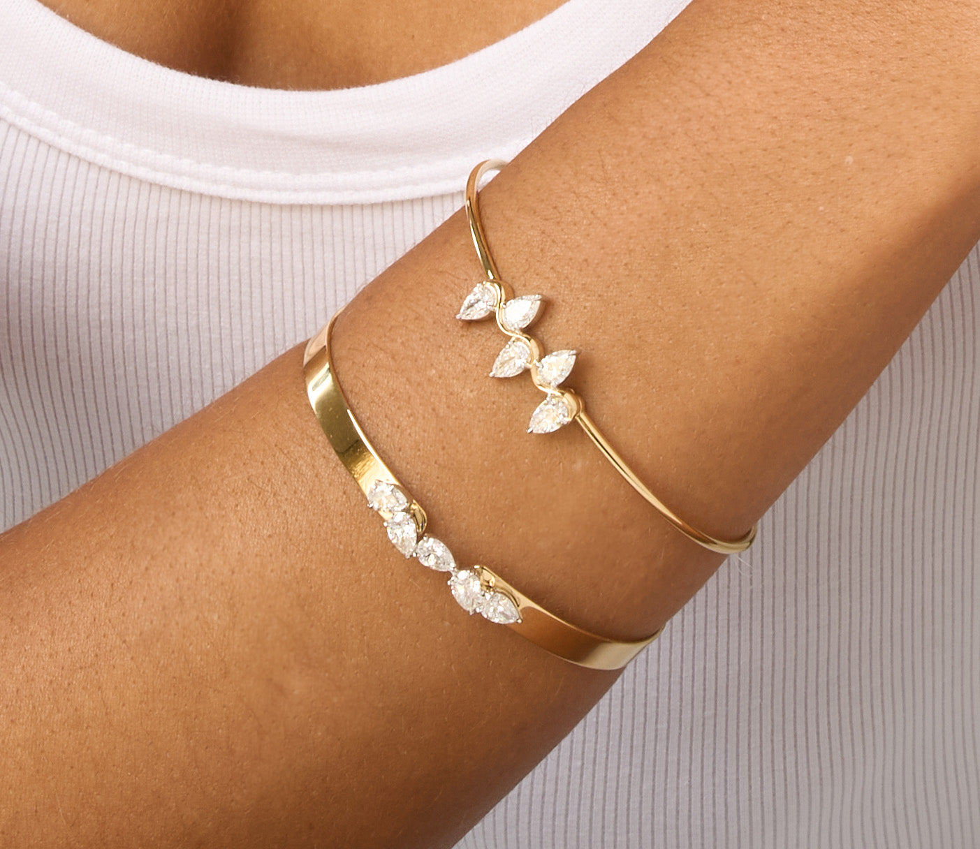 Pear Shape Diamond Half Cuddle Wire Love Always Bracelet