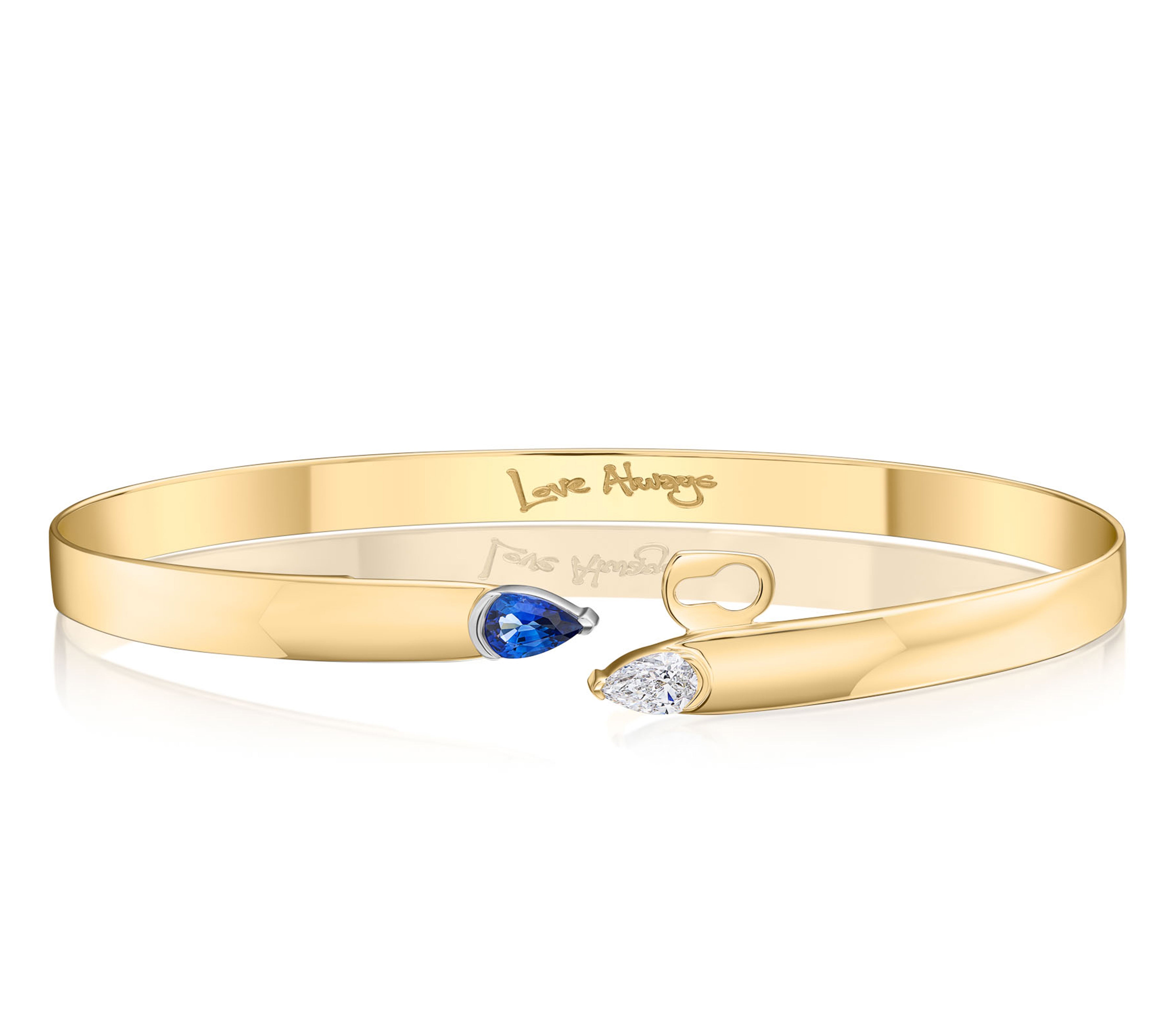 Pear Shape Diamond & Blue Sapphire Toi Et Moi Bracelet