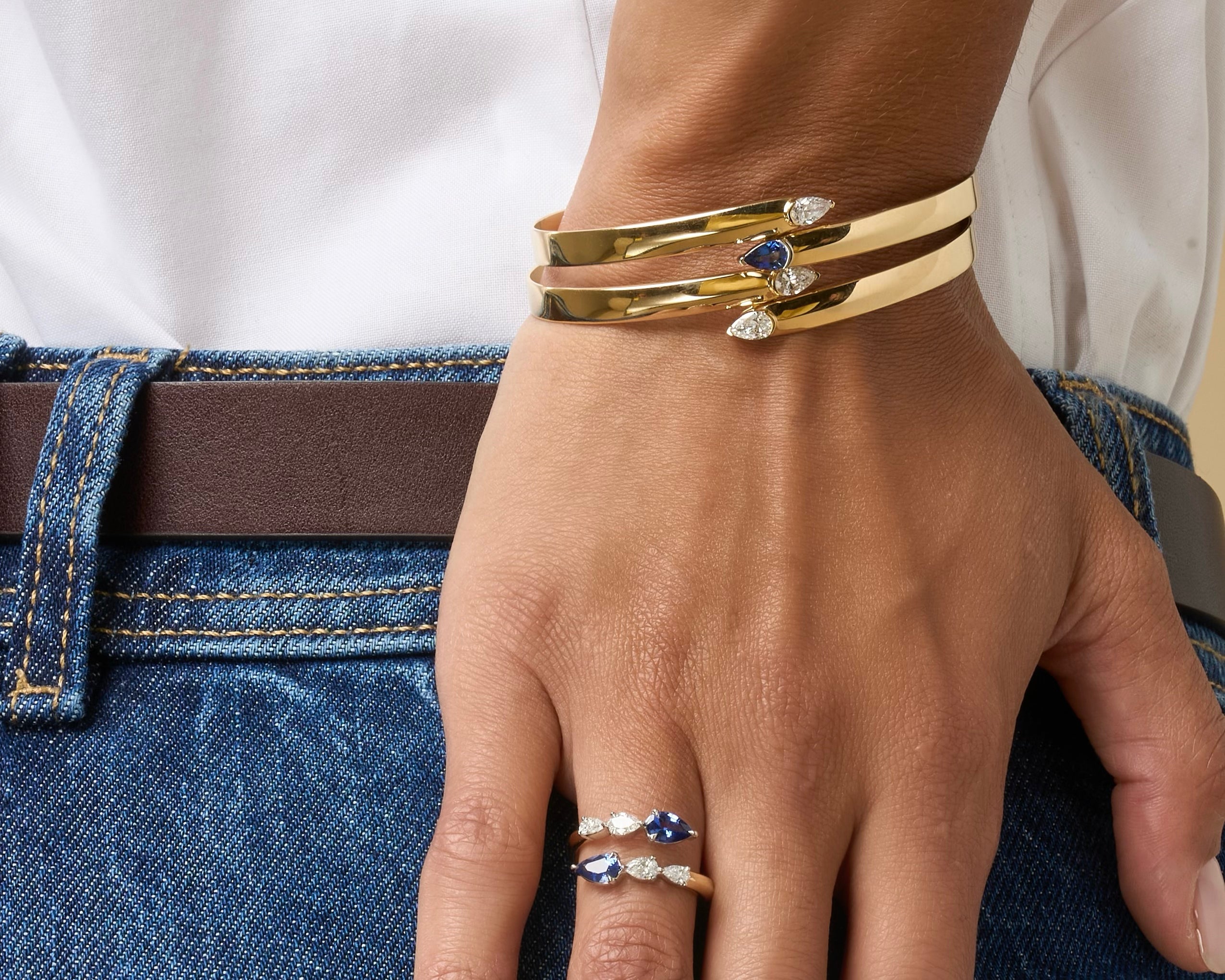 Double Pear Shape Diamond Crossover Love Always Bracelet