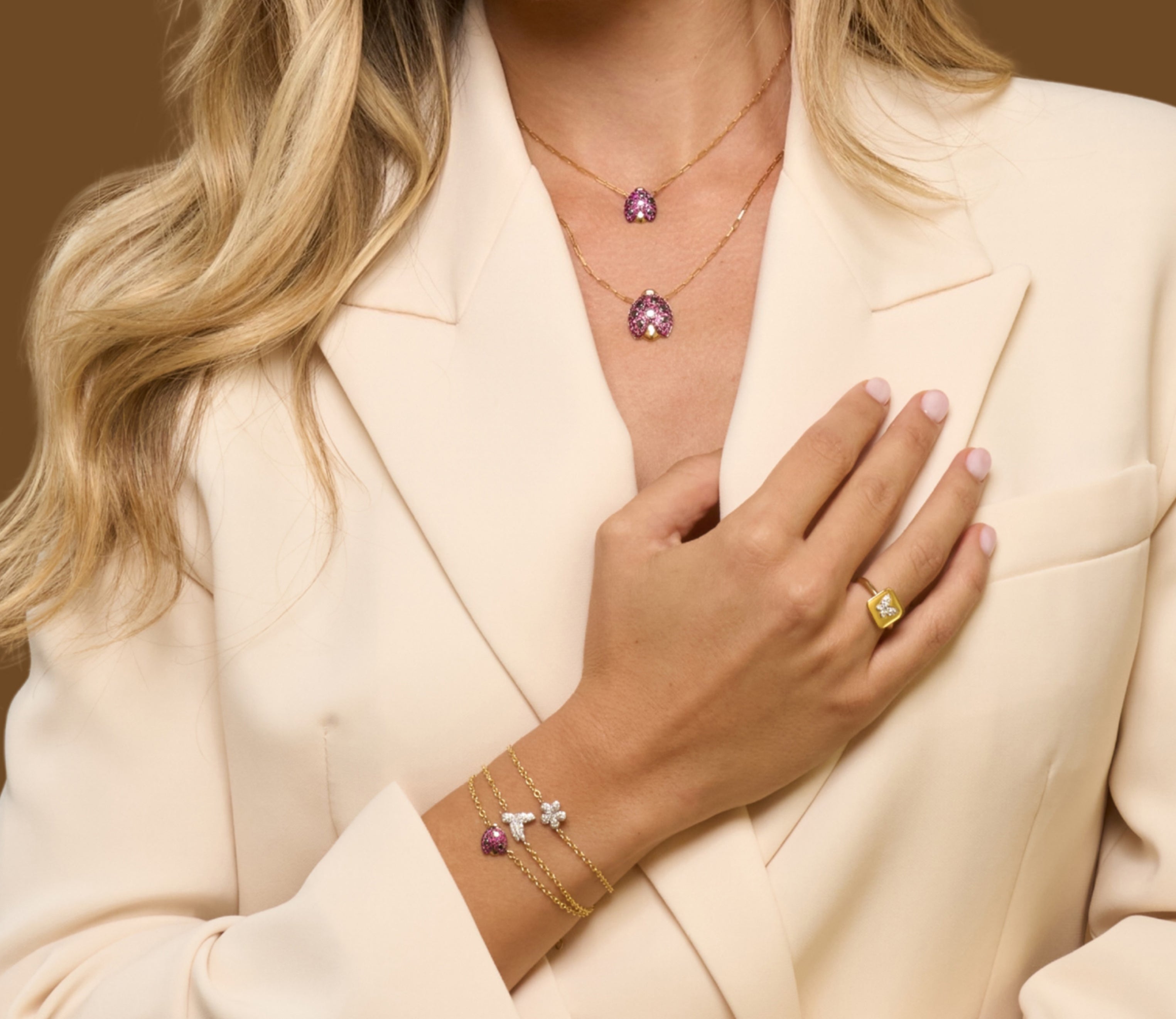 Large Ruby Ladybug Necklace