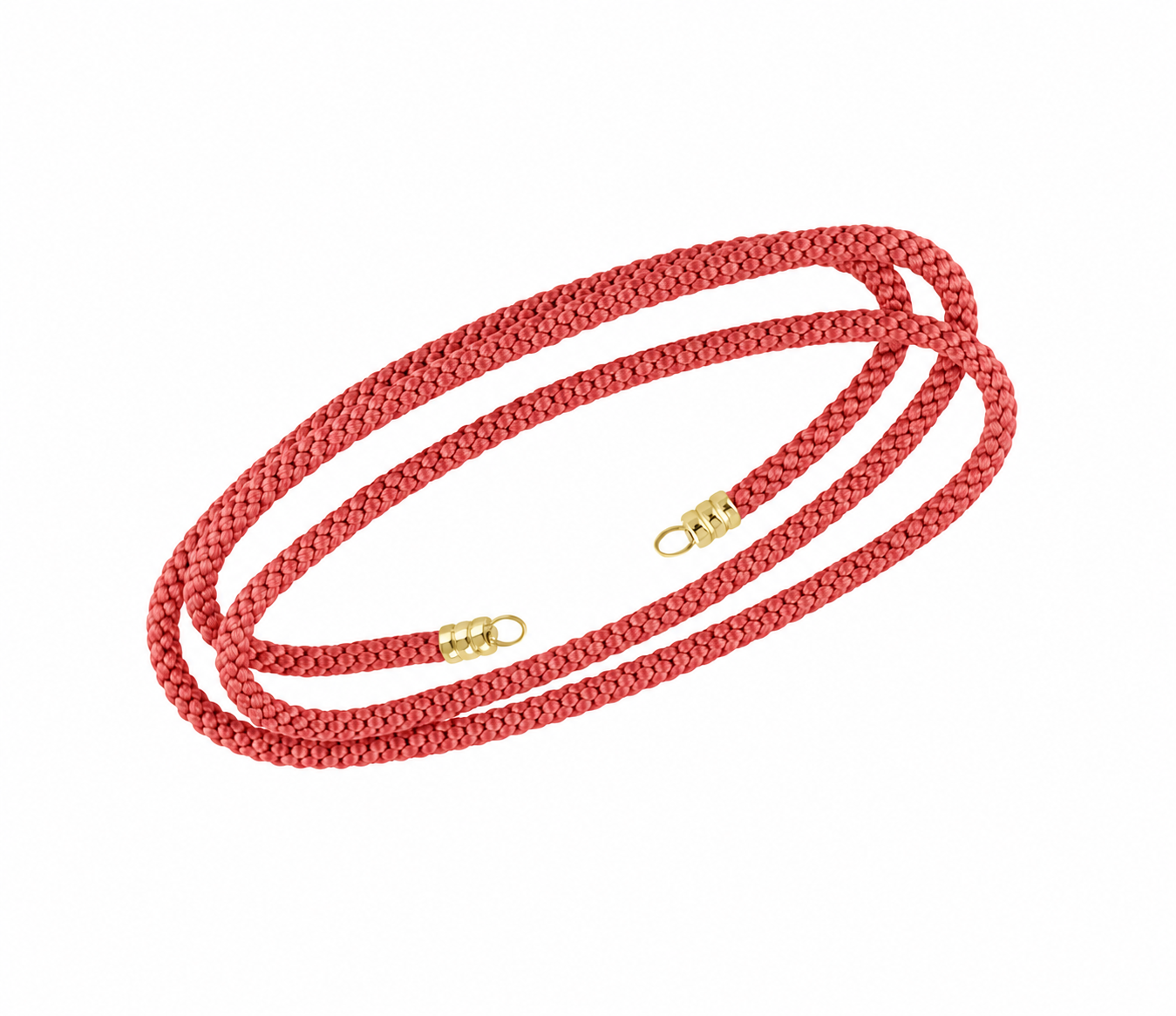 Coral Kumihimo Silk Rope with End Caps