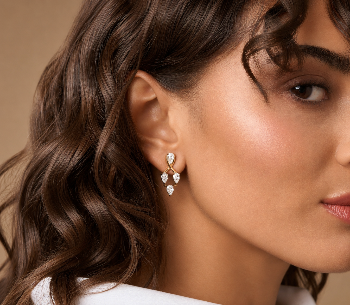 Diamond Pear Chandelier Earrings