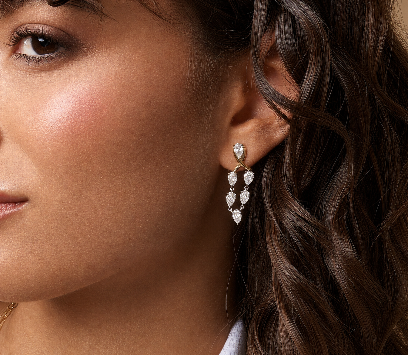 Diamond Pear Chandelier Earrings