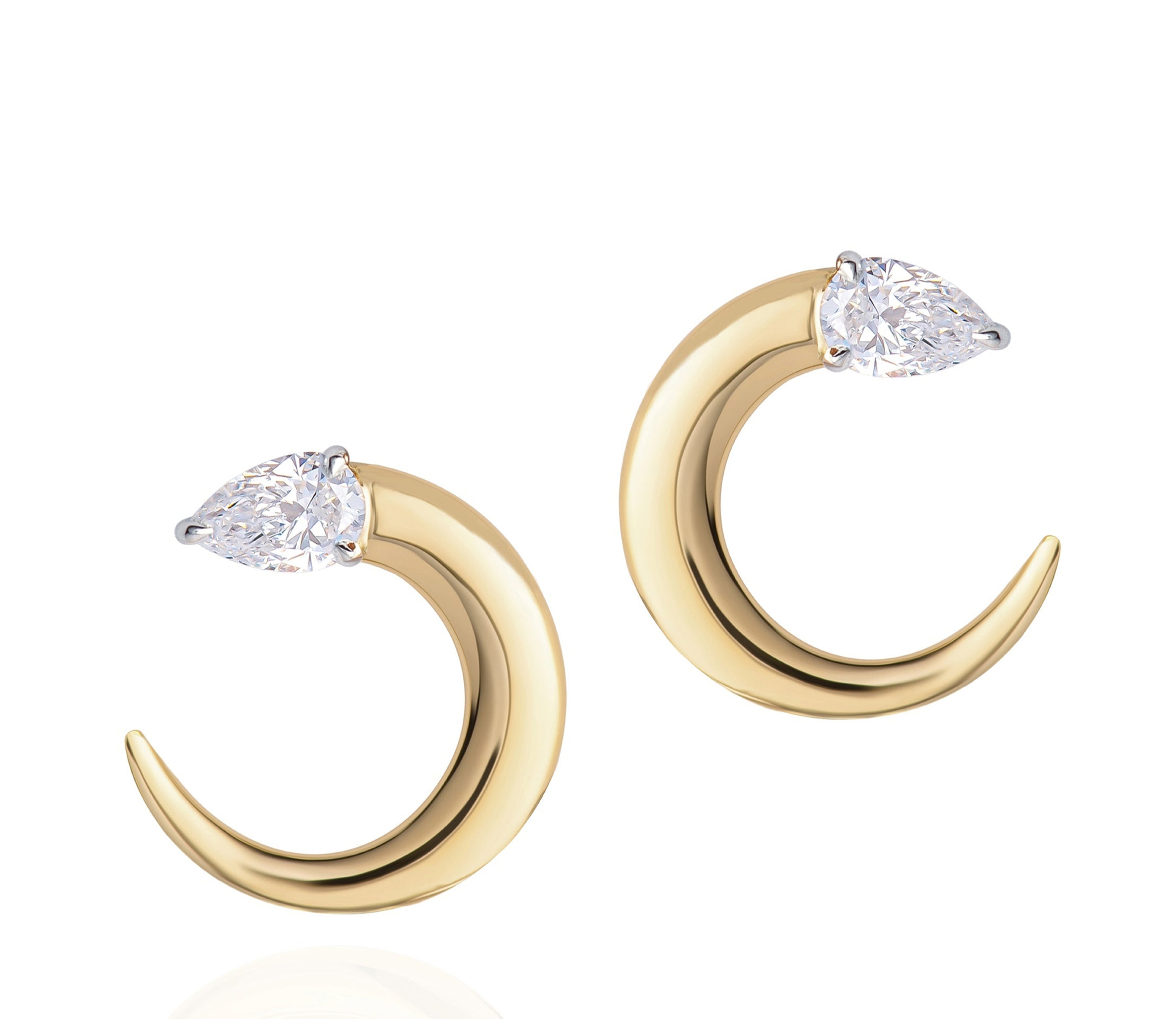 Pear Diamond Crescent Fan Earrings