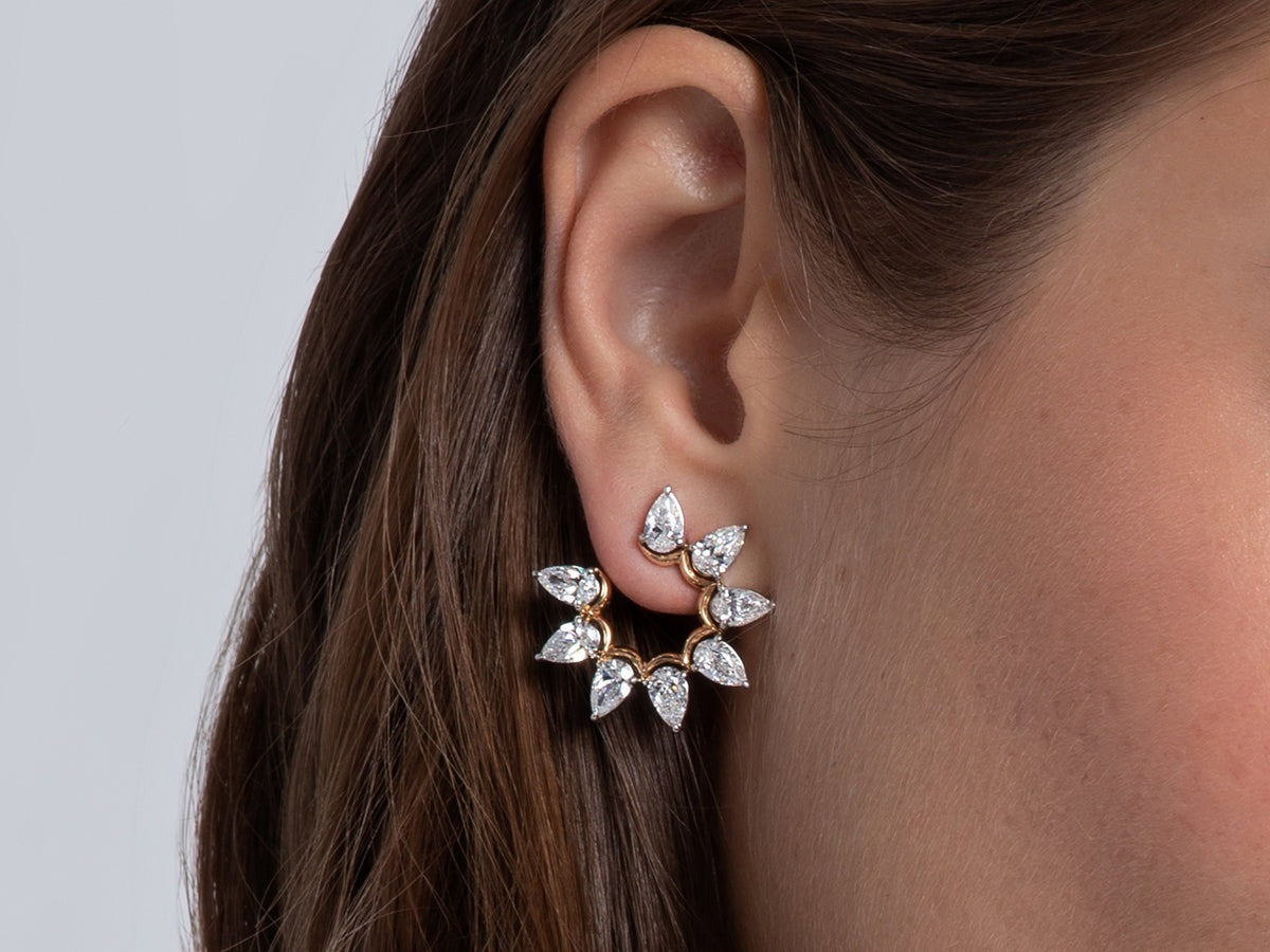 XL Pear Diamond Fan Earrings