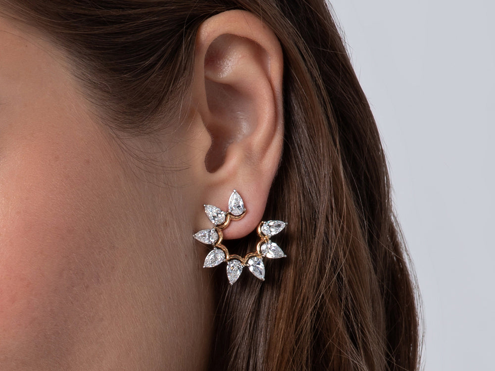 
                
                    Load image into Gallery viewer, XL Pear Diamond Fan Earrings
                
            