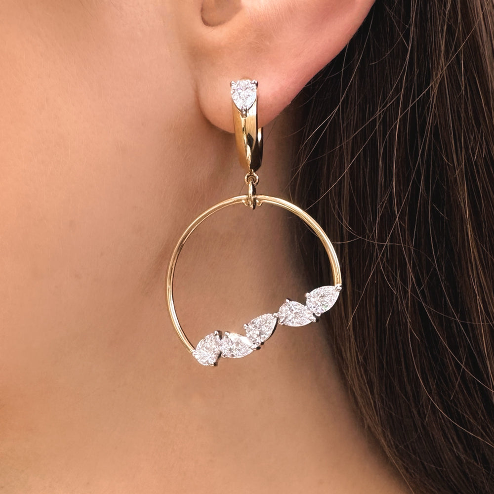 Pear Huggie Top Semi Hoop Earrings