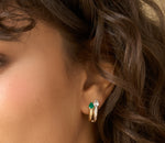 Pear Shape Diamond & Colombian Emerald Toi et Moi Huggies