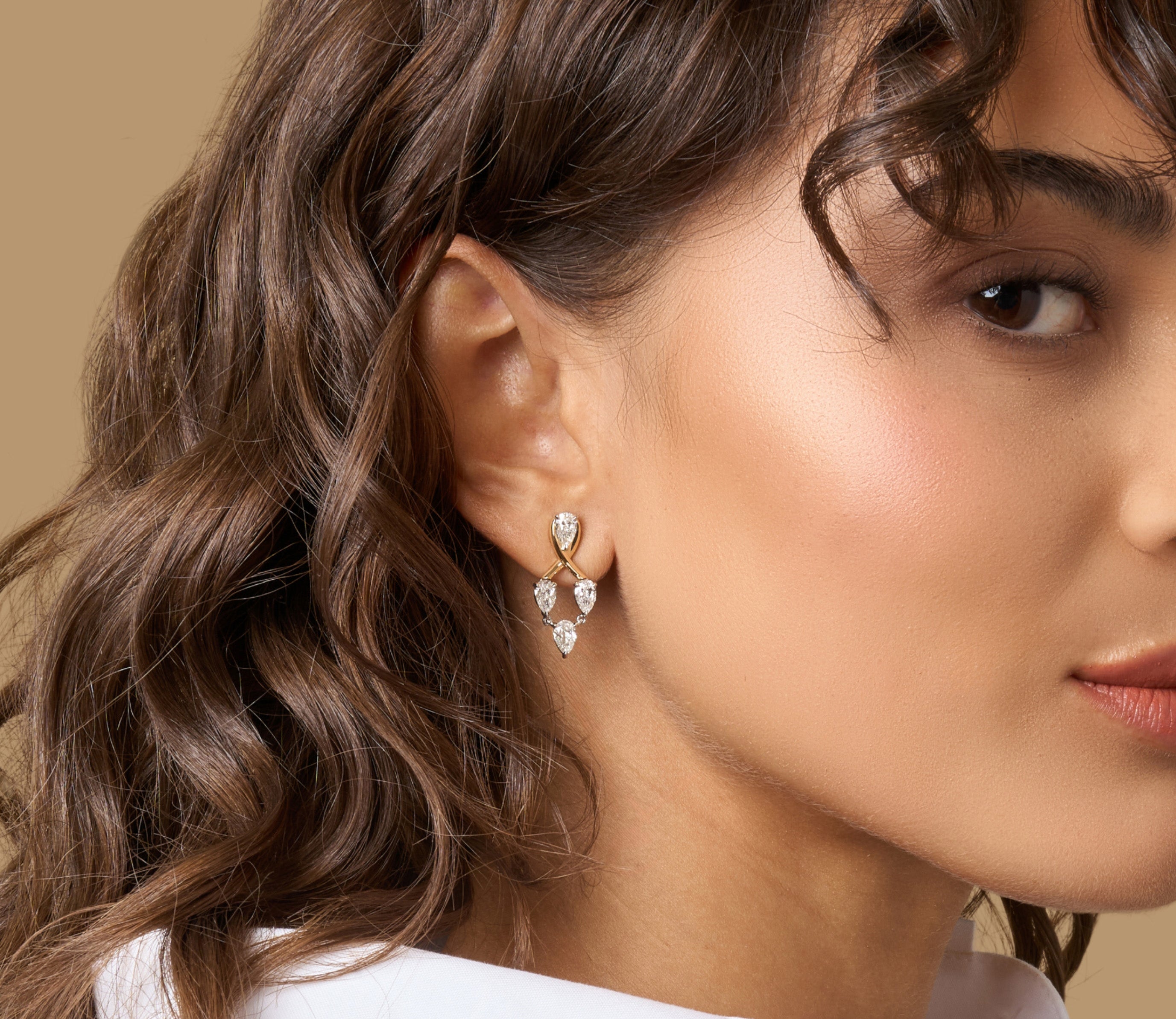 Diamond Pear Chandelier Earrings