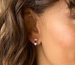 Triple Mini Pear Diamond & Blue Sapphire Huggies