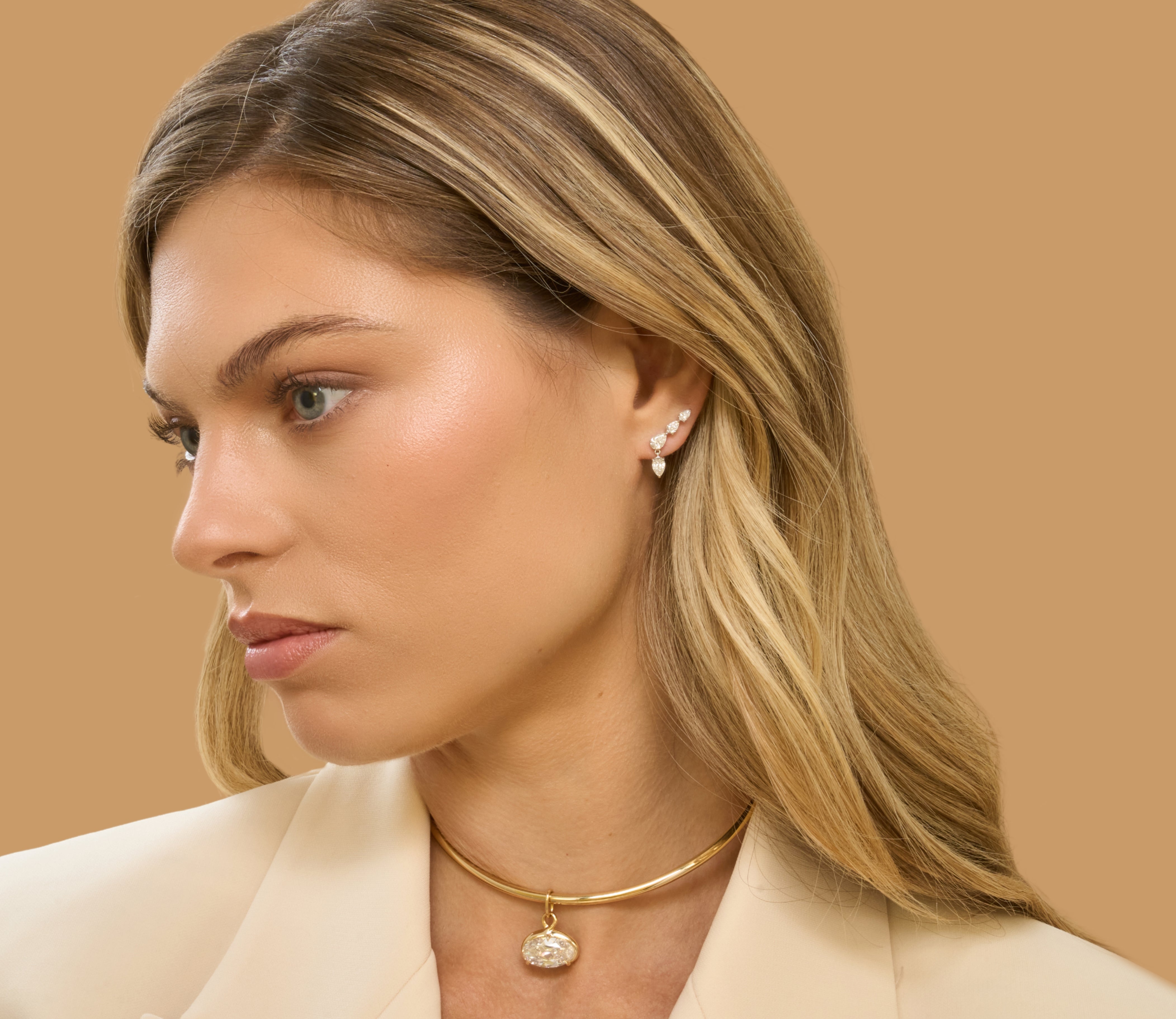 Diamond Climber Drop Pear Earrings