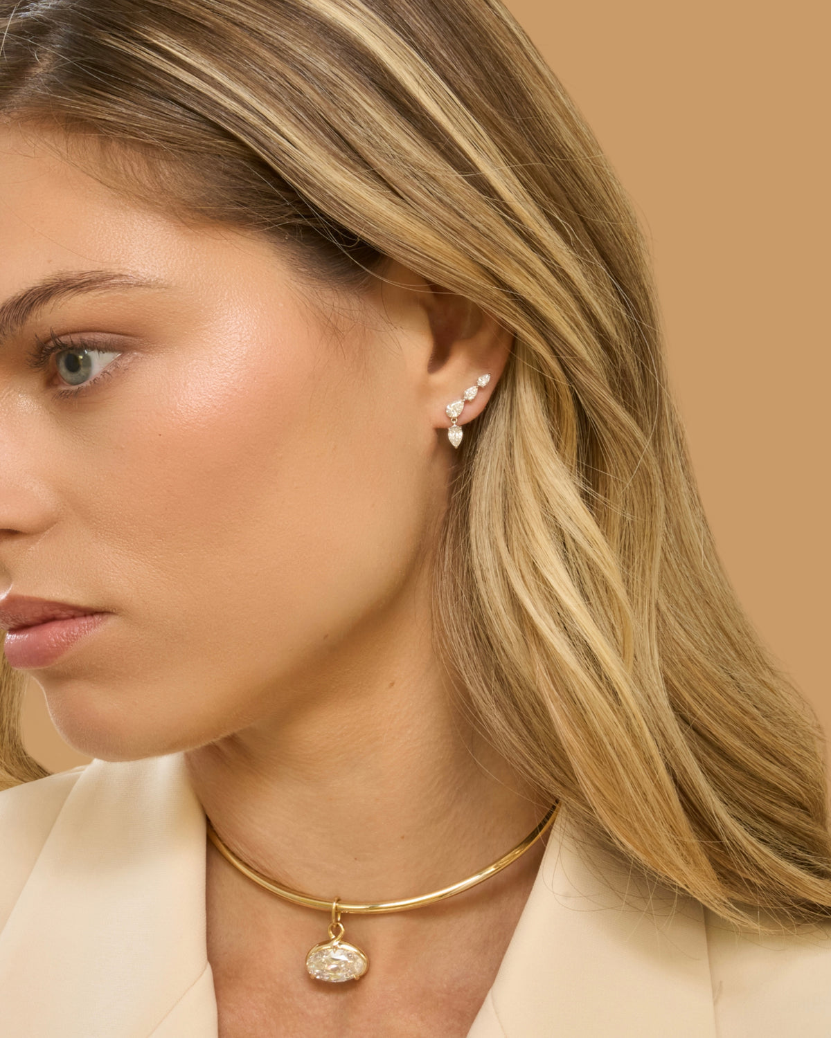 Diamond Climber Drop Pear Earrings