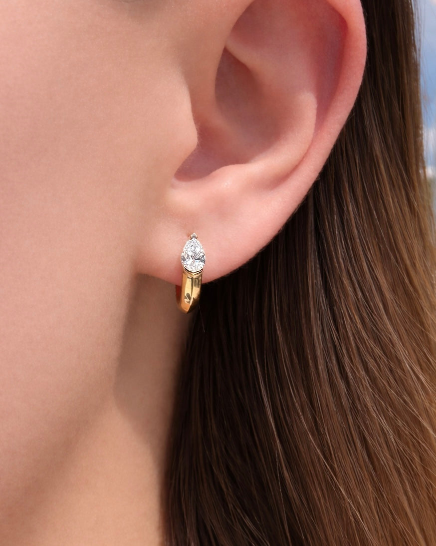 Pear Shape Diamond & Sapphire Mood Huggies