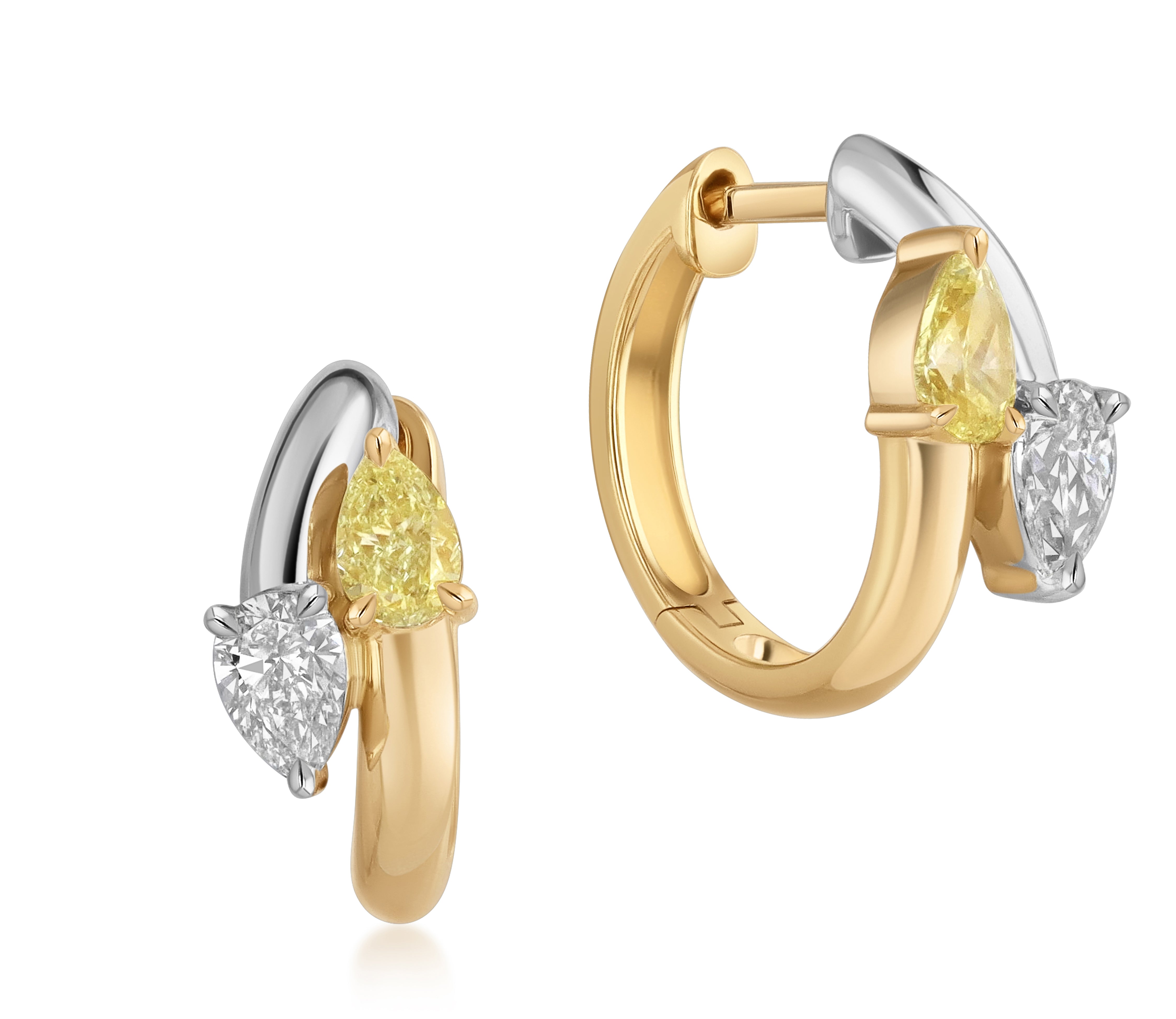 Yellow Diamond & Diamond Interlocking Diamond Hoops
