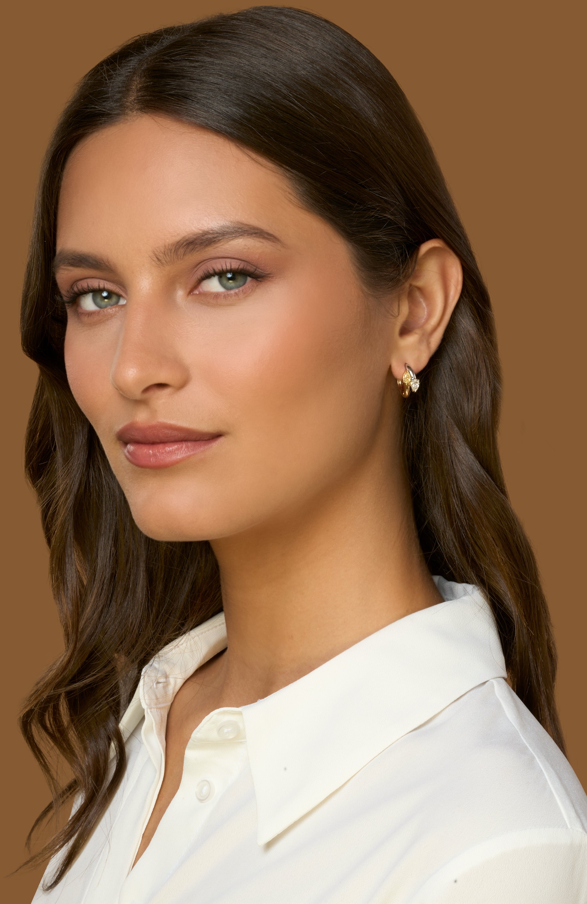 Yellow Diamond & Diamond Interlocking Diamond Hoops