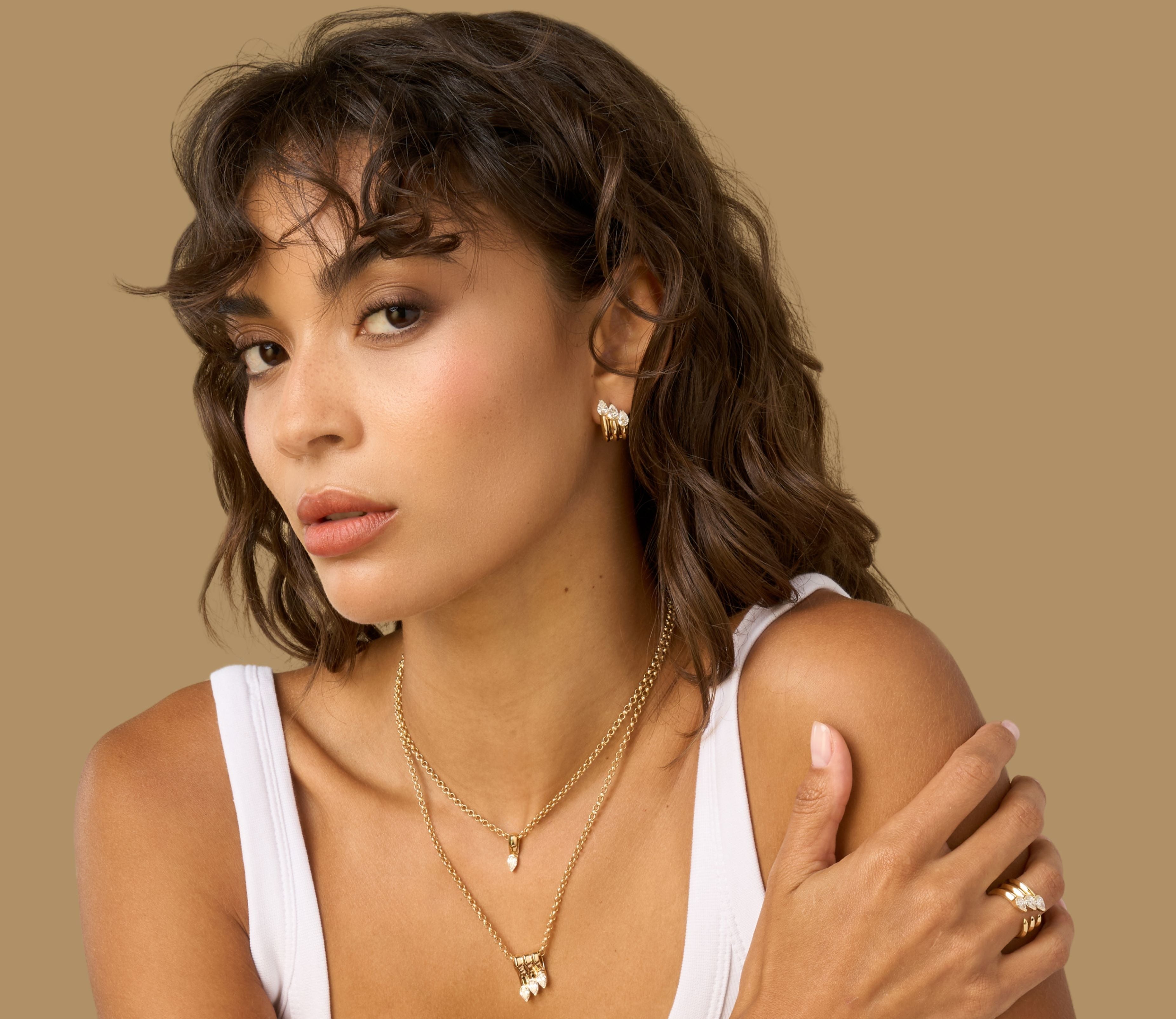 16MM Three Pear Shape Diamond Hoops