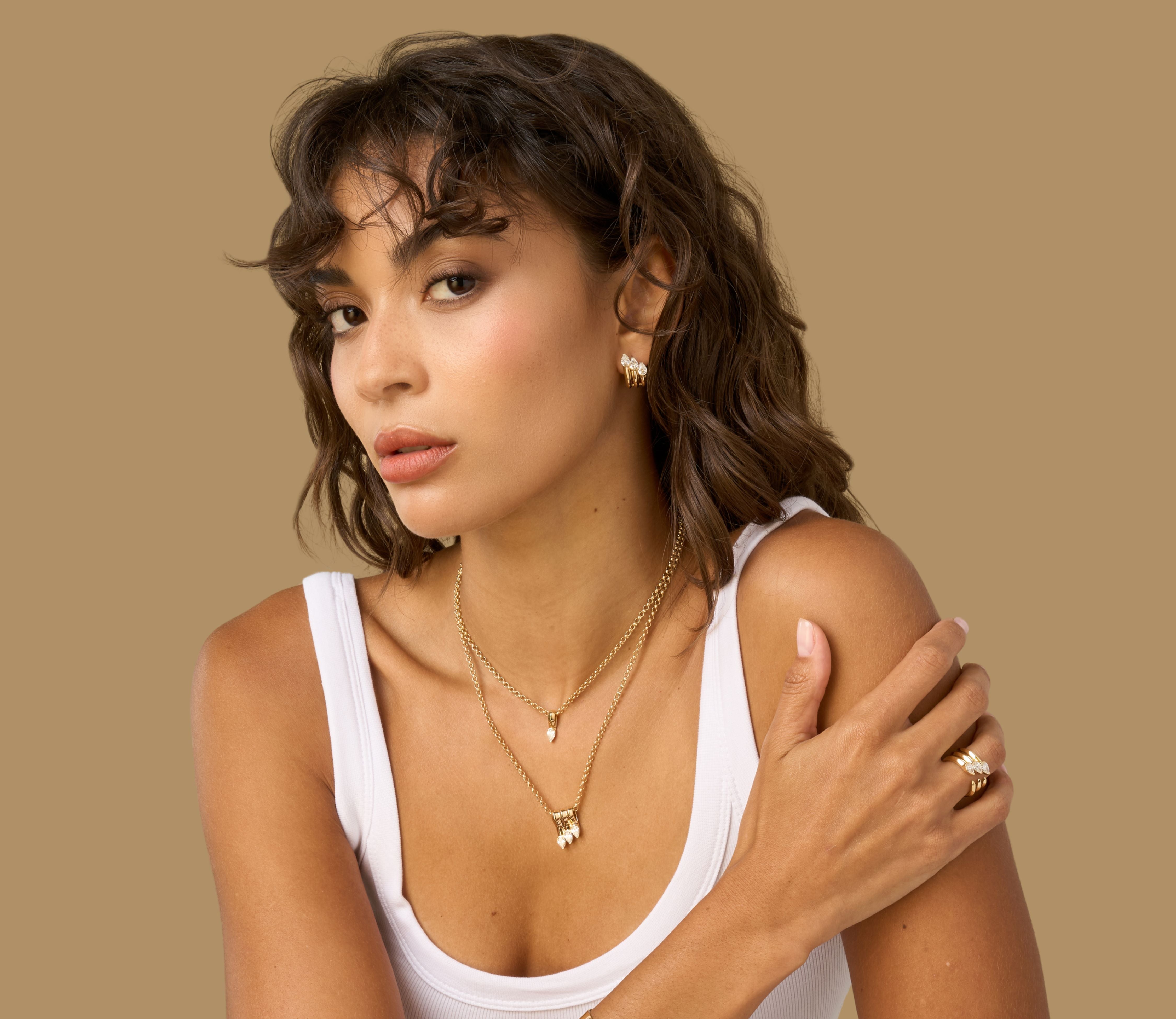 Three Pear Shape Diamond Necklace