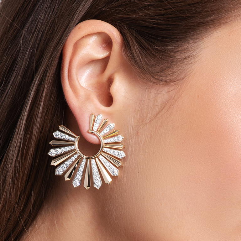 Aura Feathered XL Fan Earring