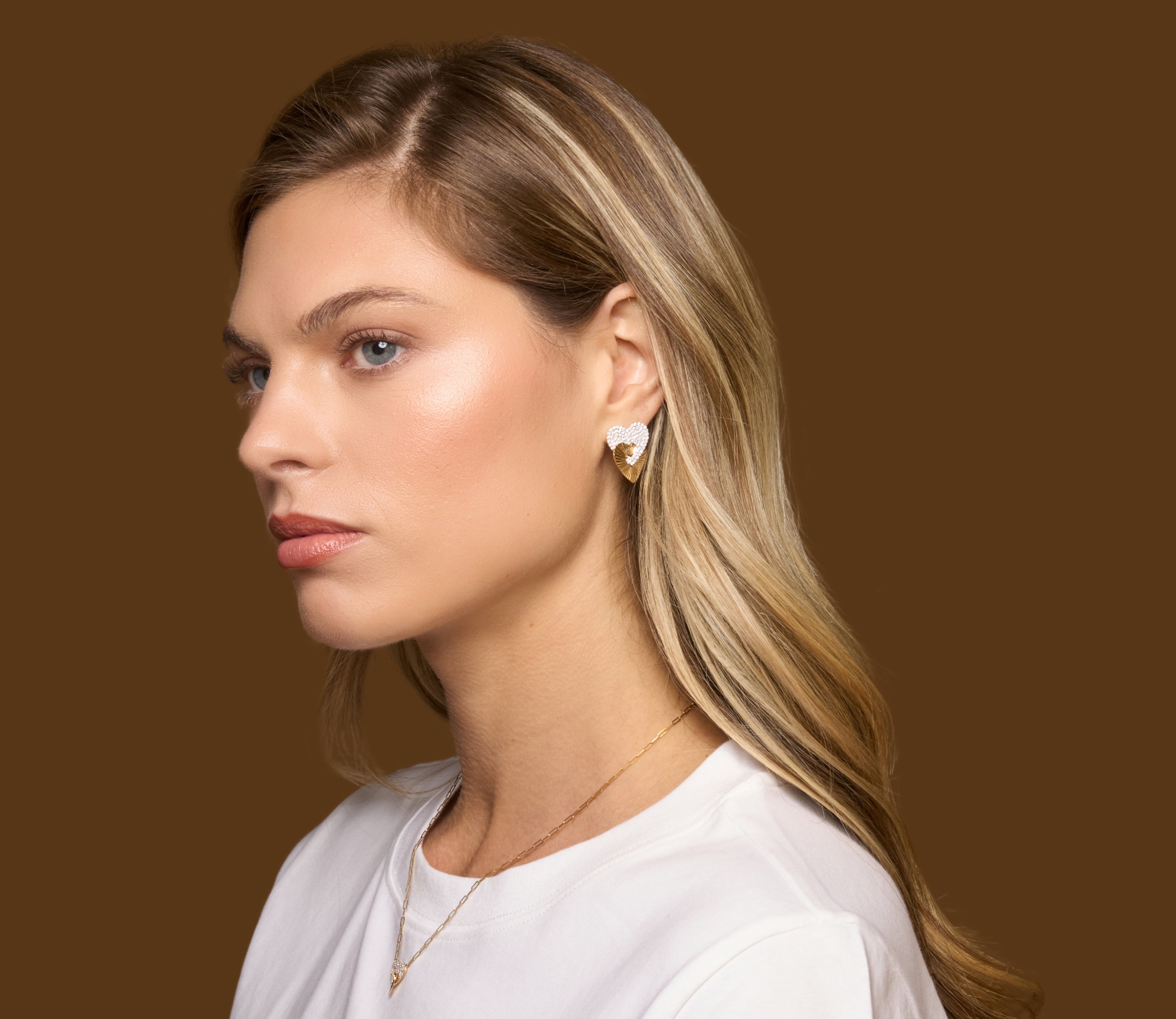 Large Aura Interlocking Heart Studs