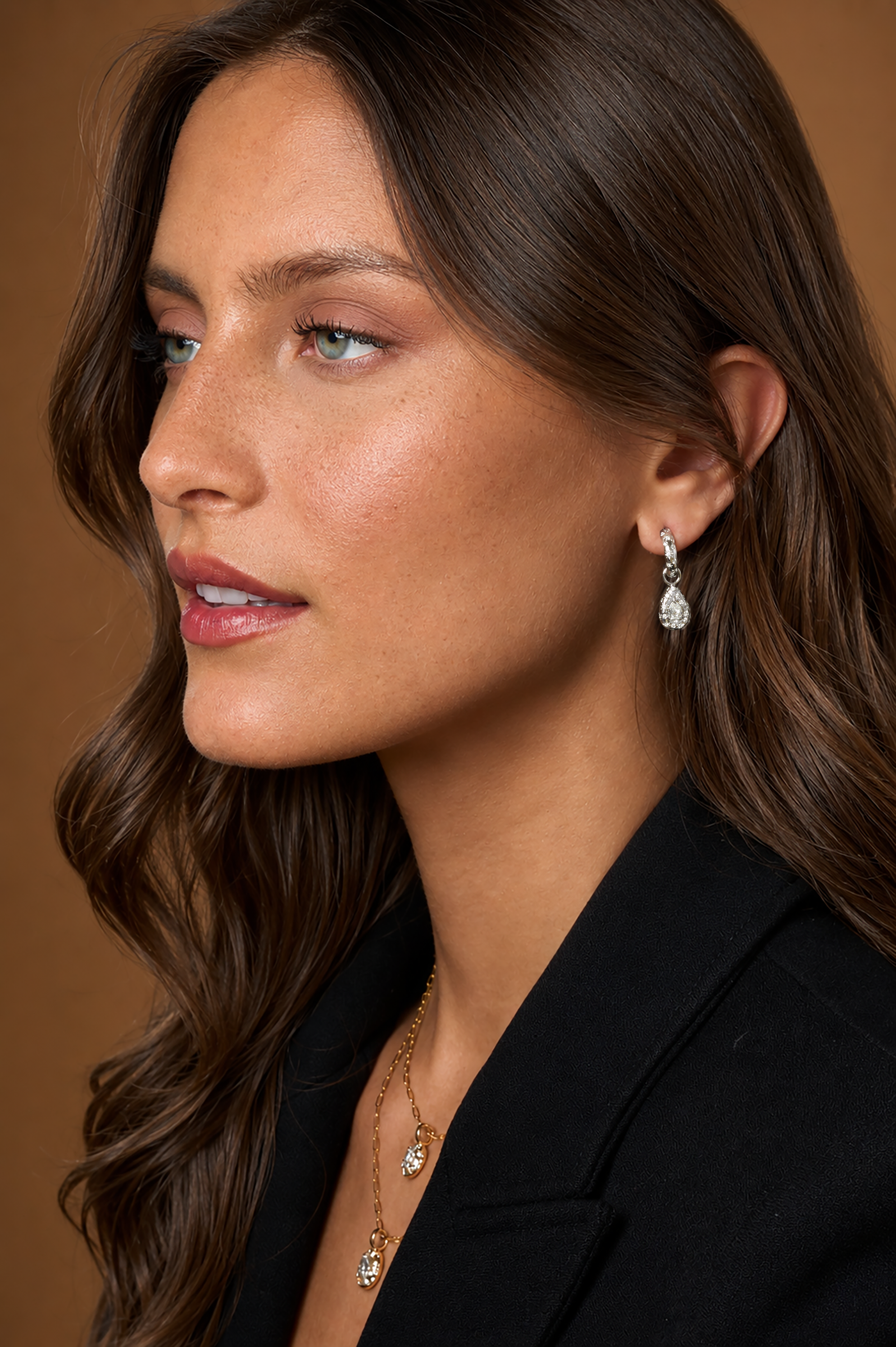 Pear Shape Diamond Single Hoop Astrid Drop Earring