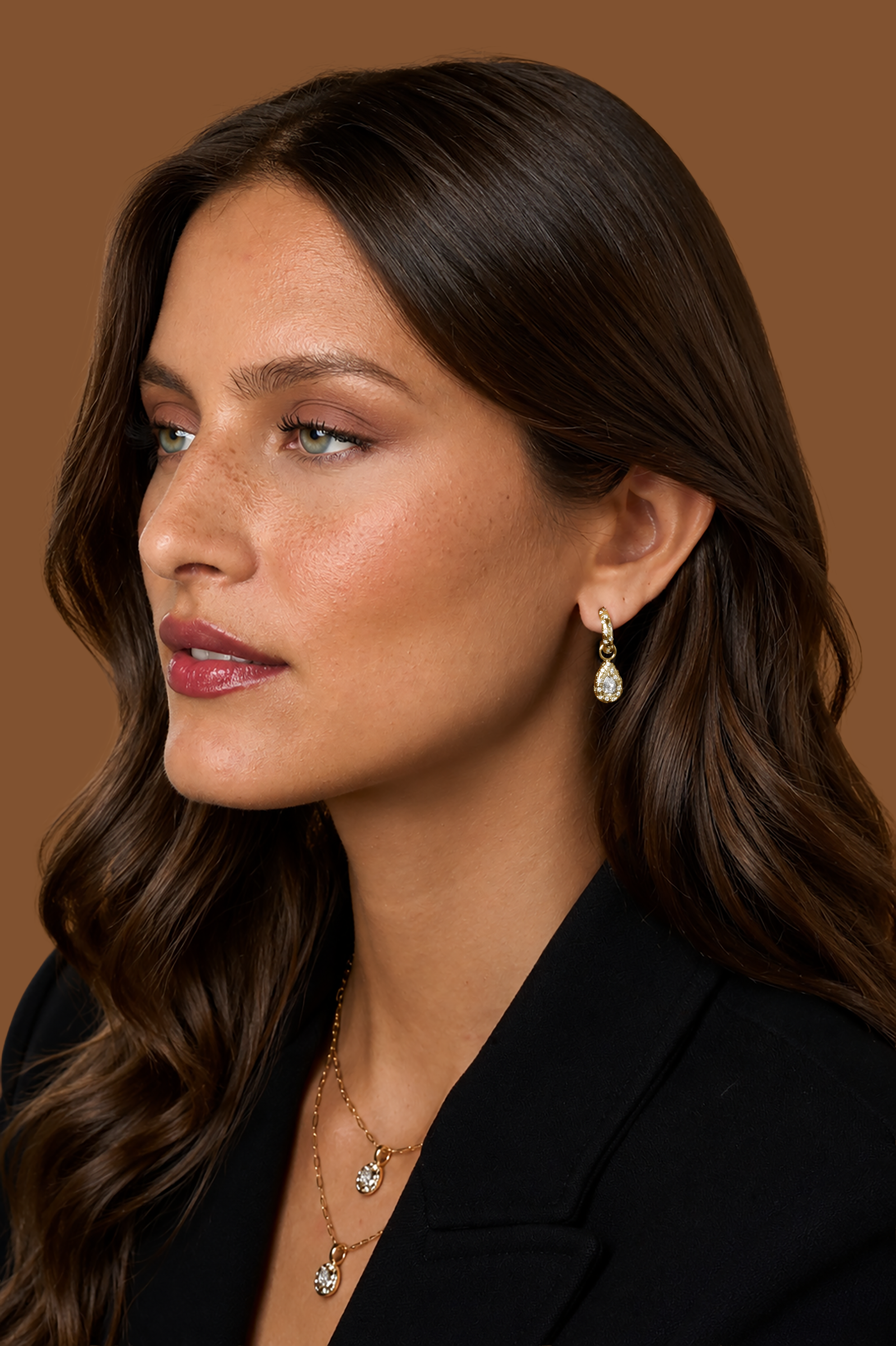 Pear Shape Diamond Single Hoop Astrid Drop Earring