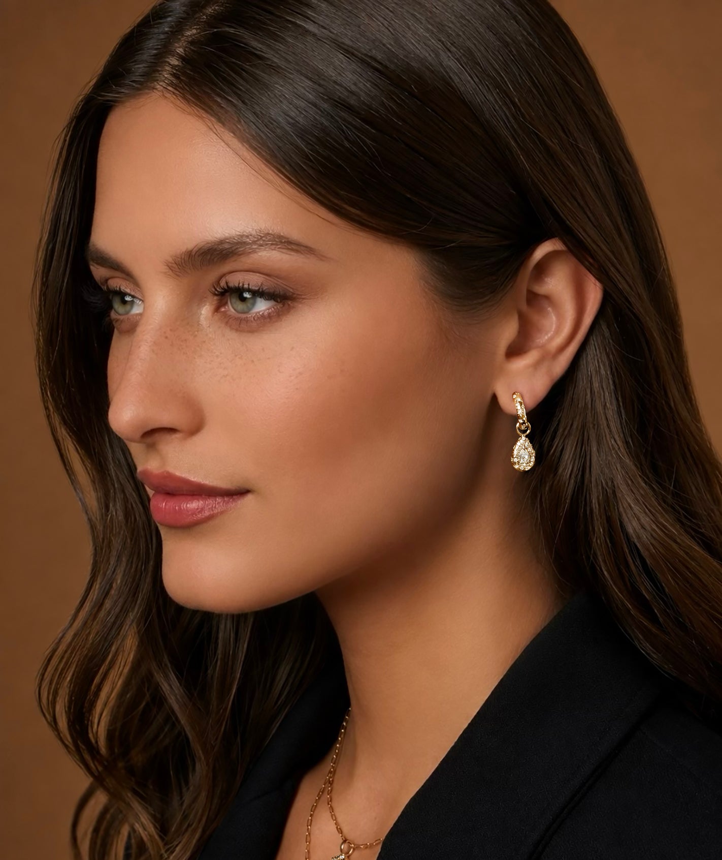 Pear Shape Diamond Single Hoop Astrid Drop Earrings