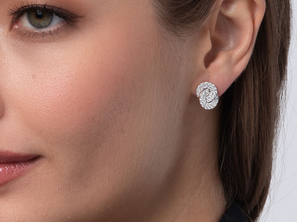 Diamond Mini Double Interlocking Stud Earrings