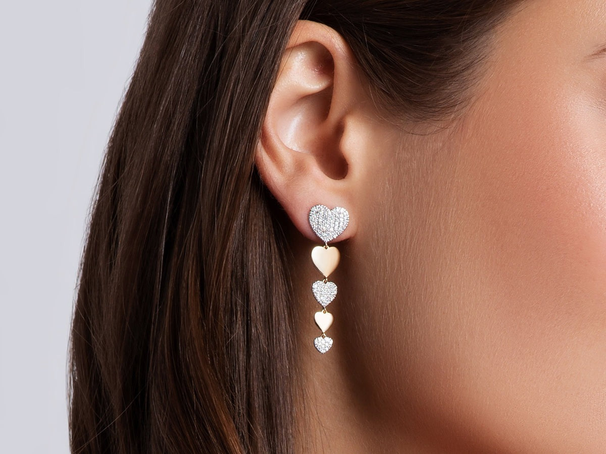 Alternating Heart Drop Earrings