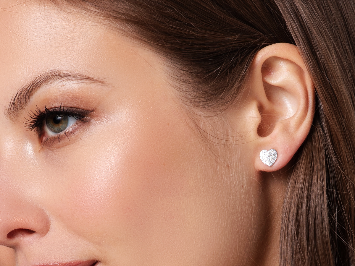 Micro Infinity Heart Stud Earrings